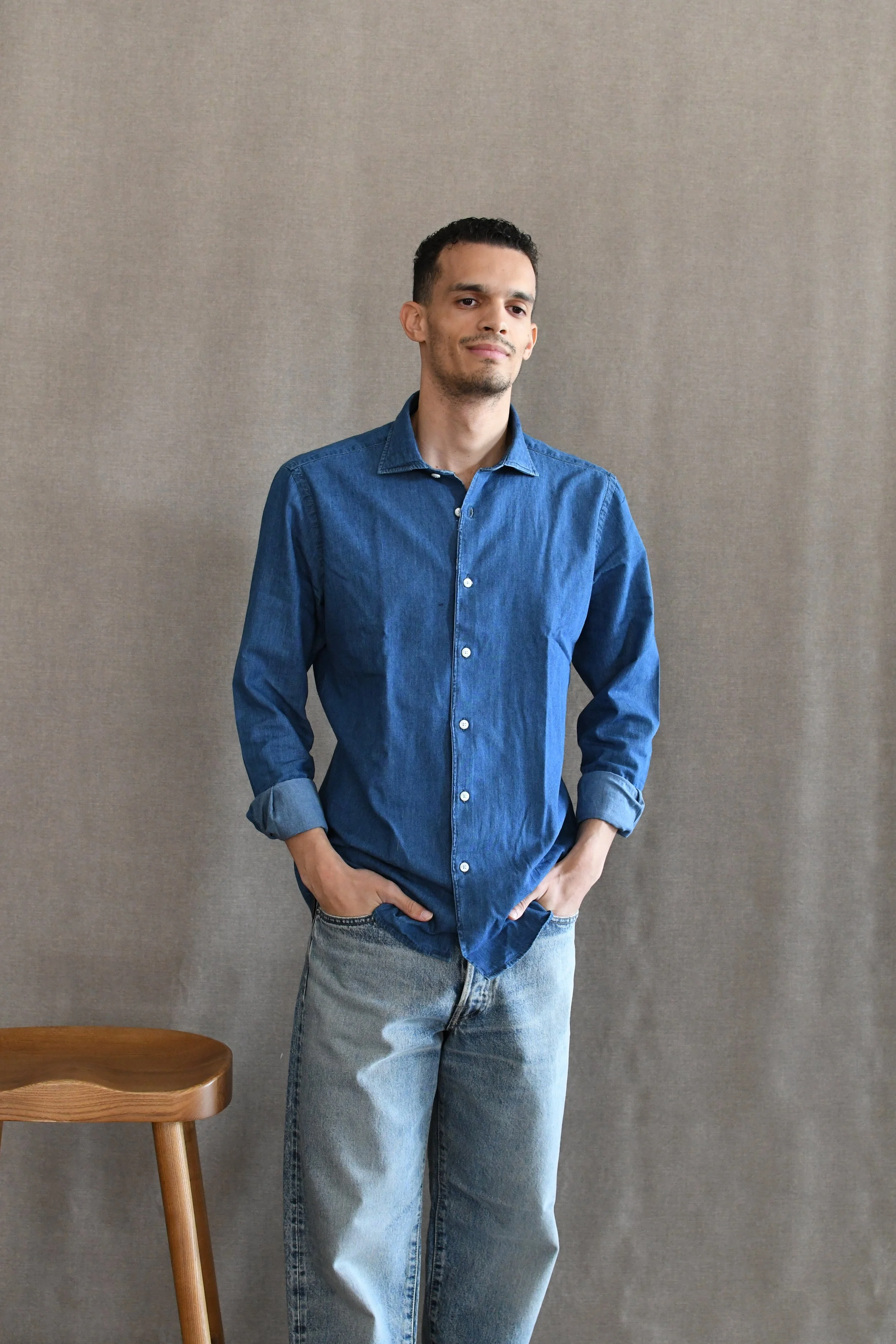 Camicia Portofiori in cotone chambray color denim