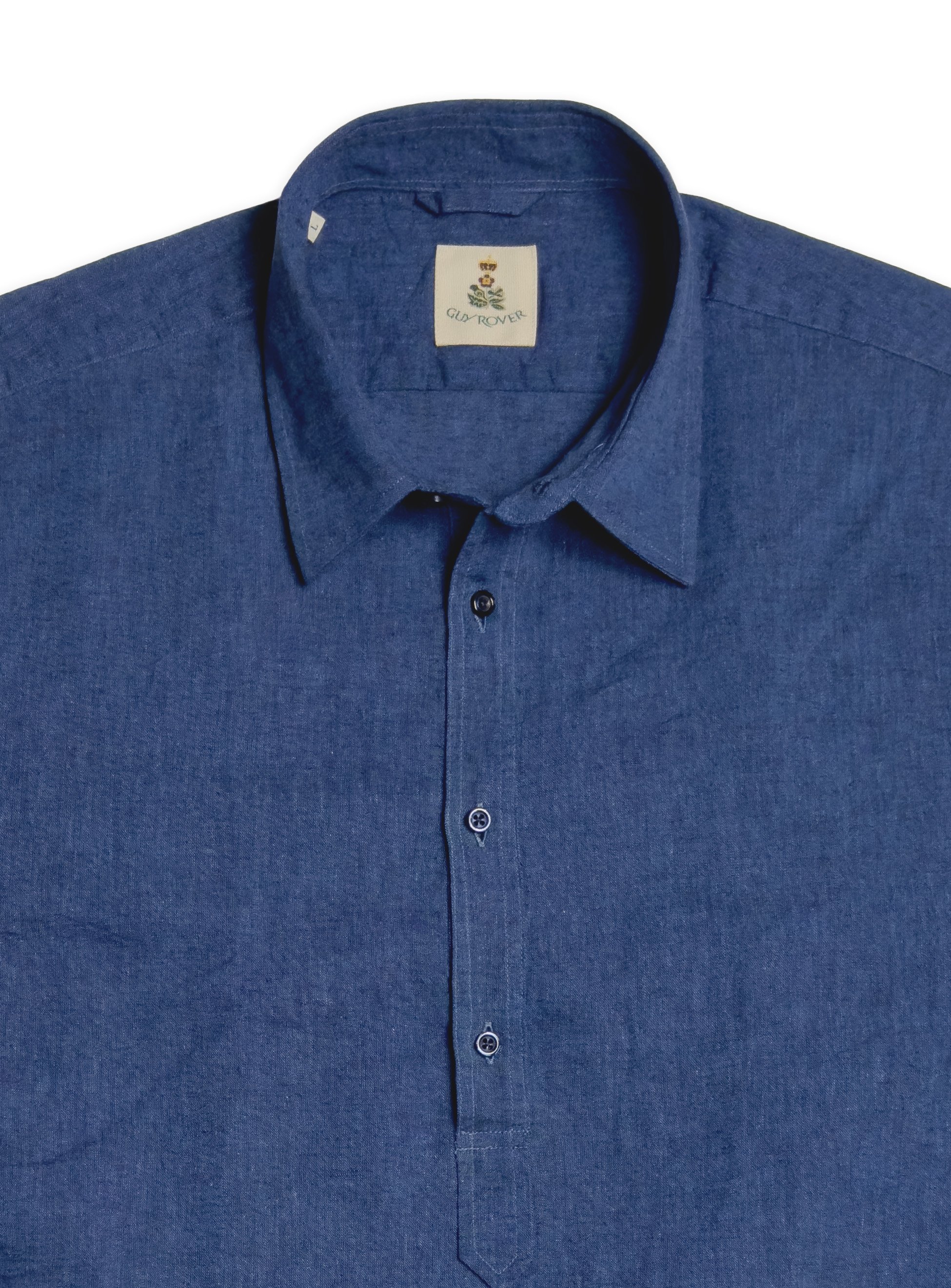 Camicia Guy Rover serafino in lino, tinta unita.