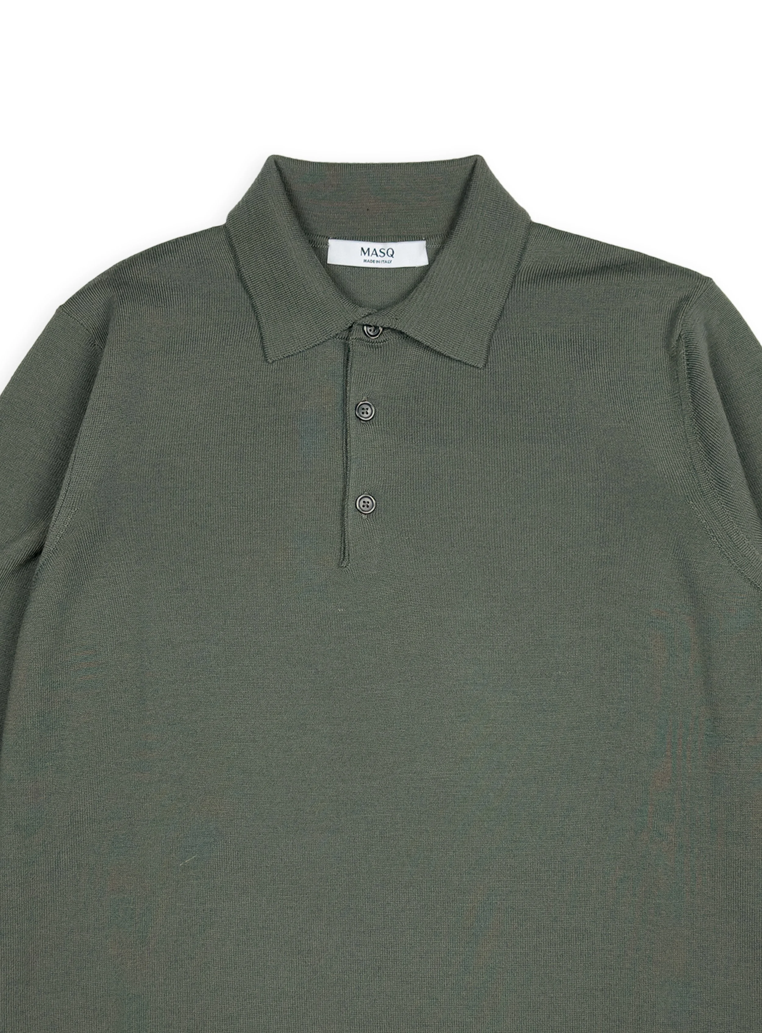 Polo Masq tinta unita manica lunga in lana merino di Tollegno 1900.