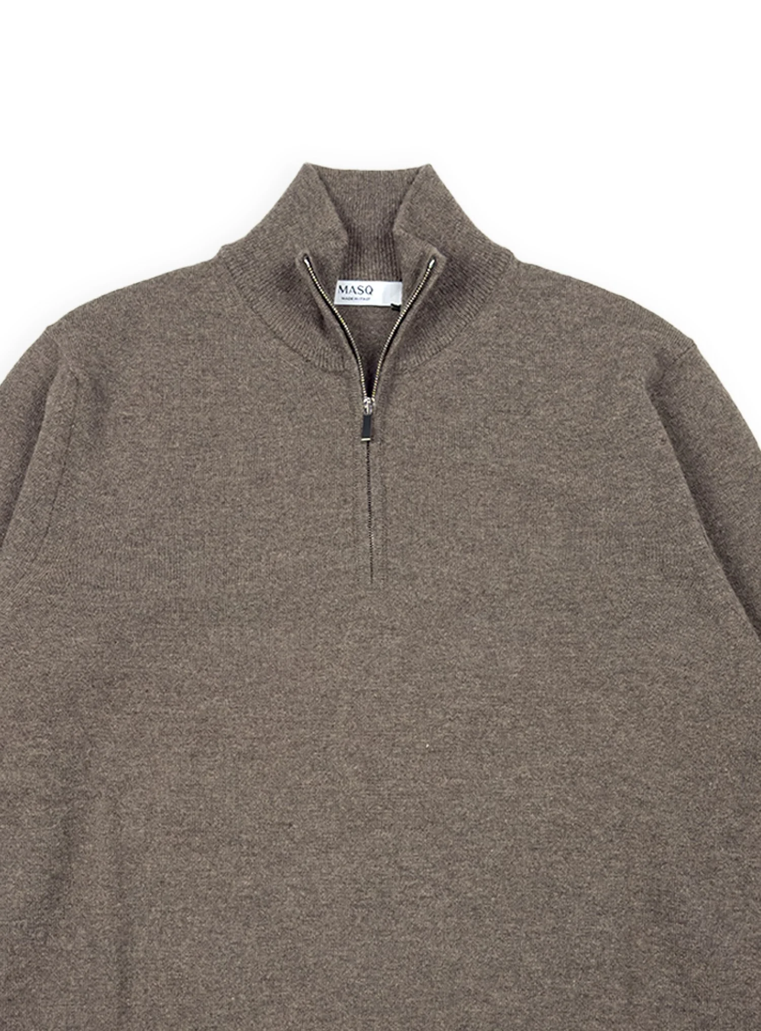 Lupetto Masq mezza zip manica lunga tinta unita in lana merino di Tollegno 1900.