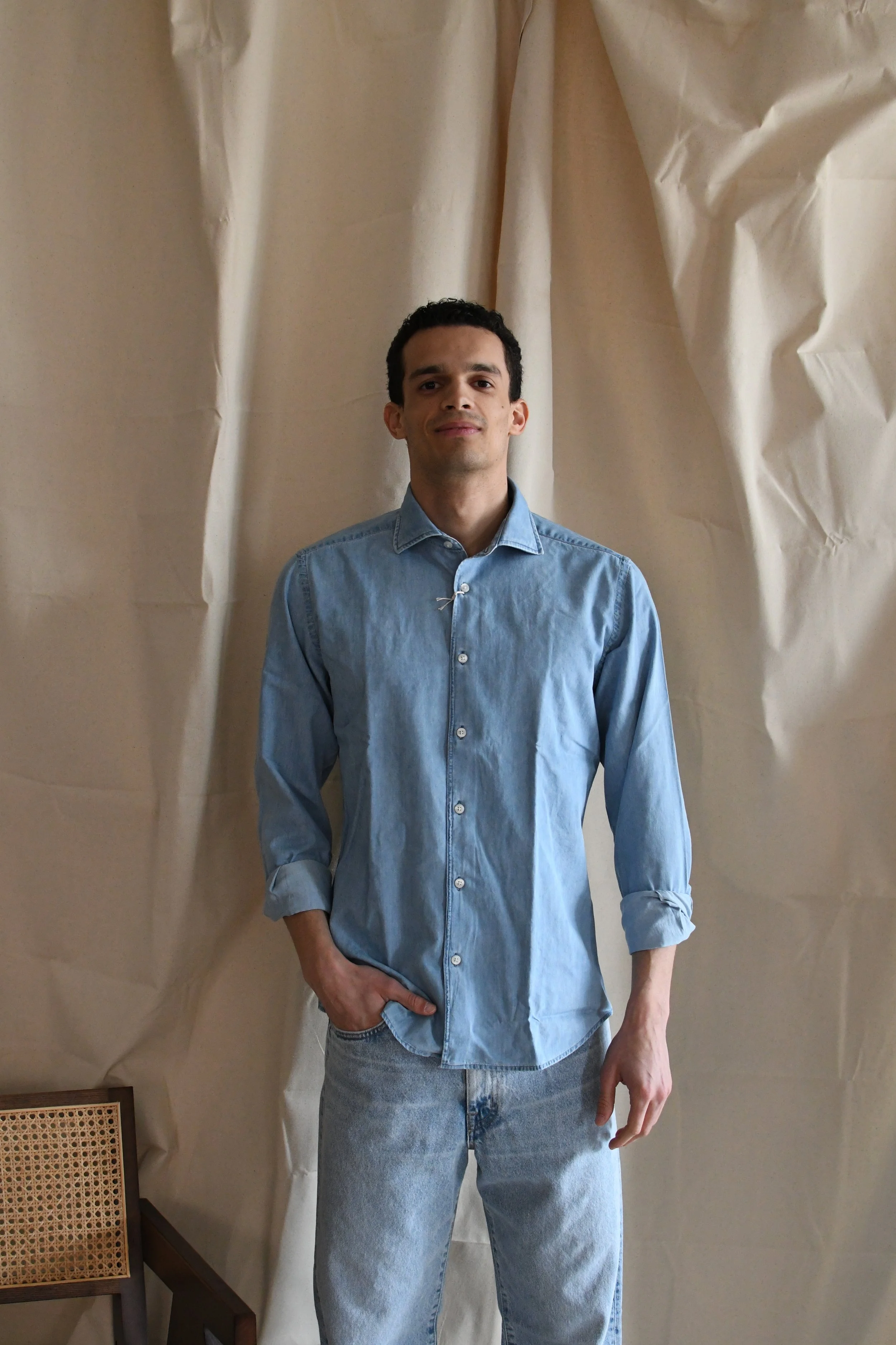 Camicia Portofiori in cotone leggero effetto denim