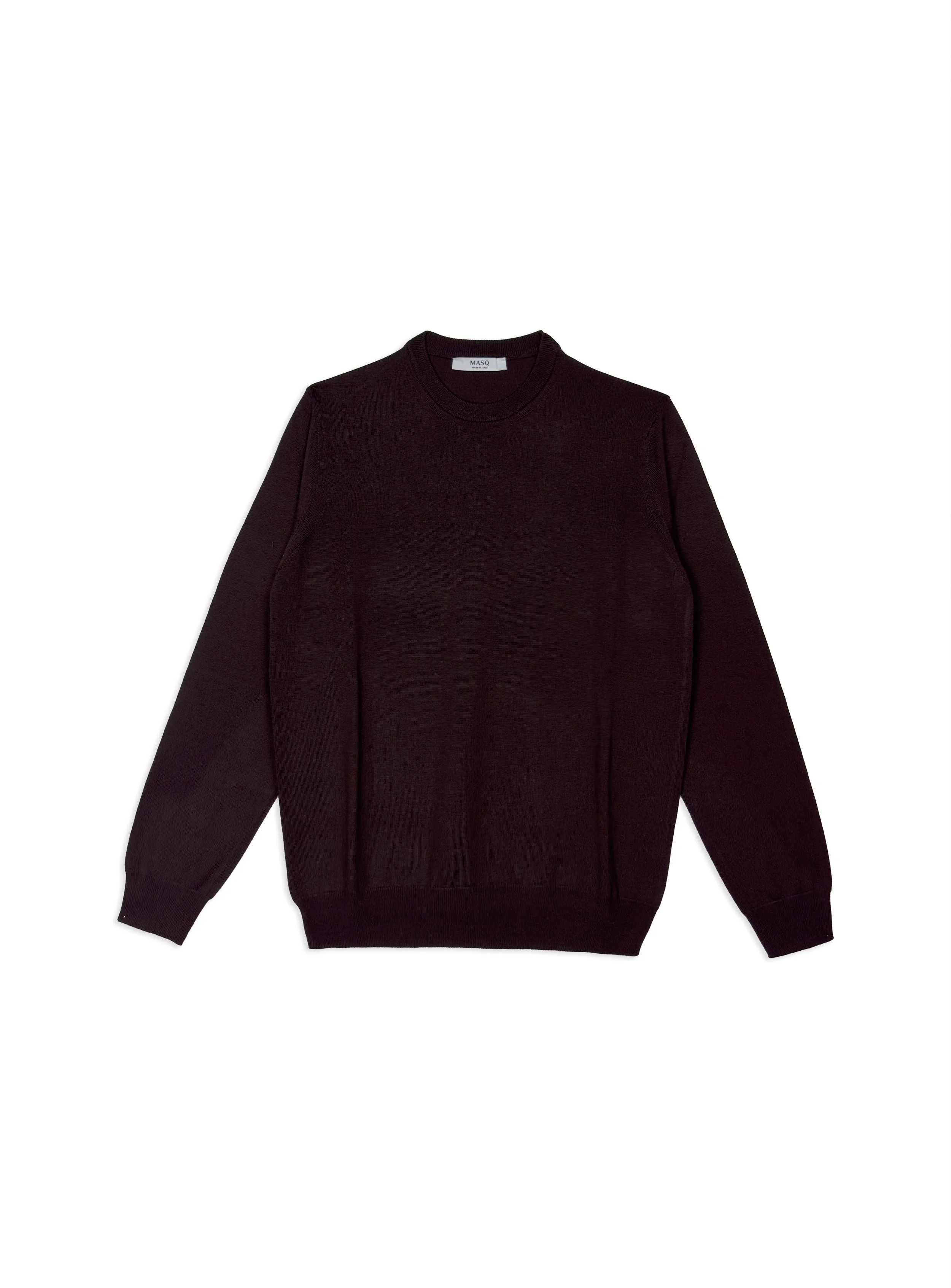 Maglia Masq girocollo tinta unita manica lunga in lana merino.