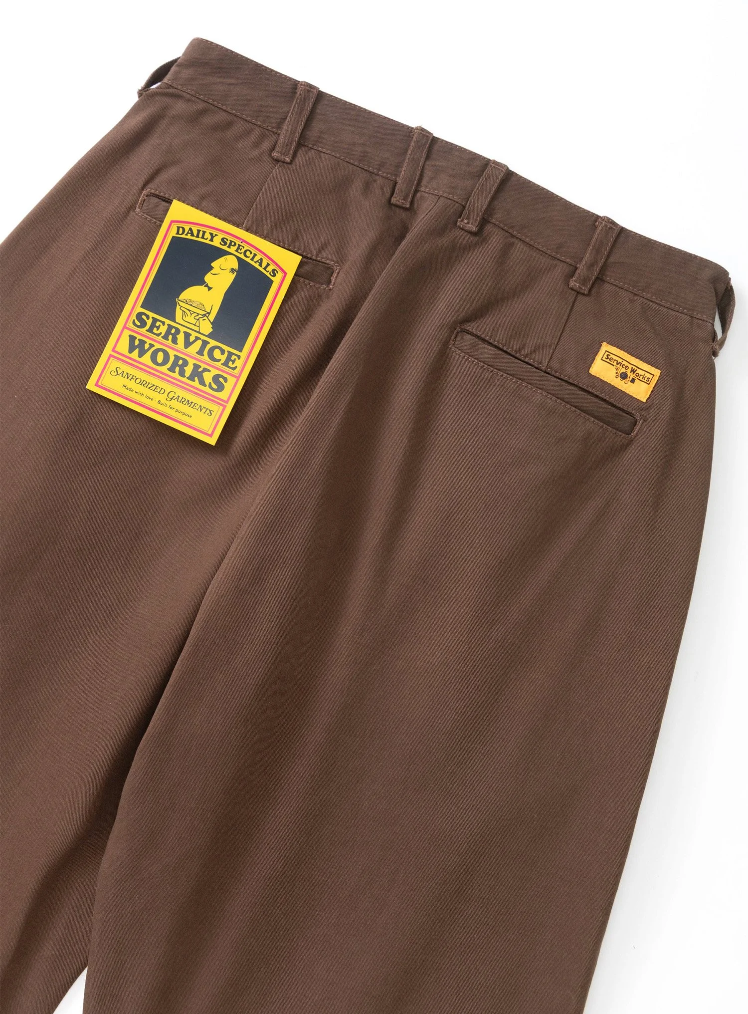 Pantalone Service Works in cotone organico twill con doppia pinces.