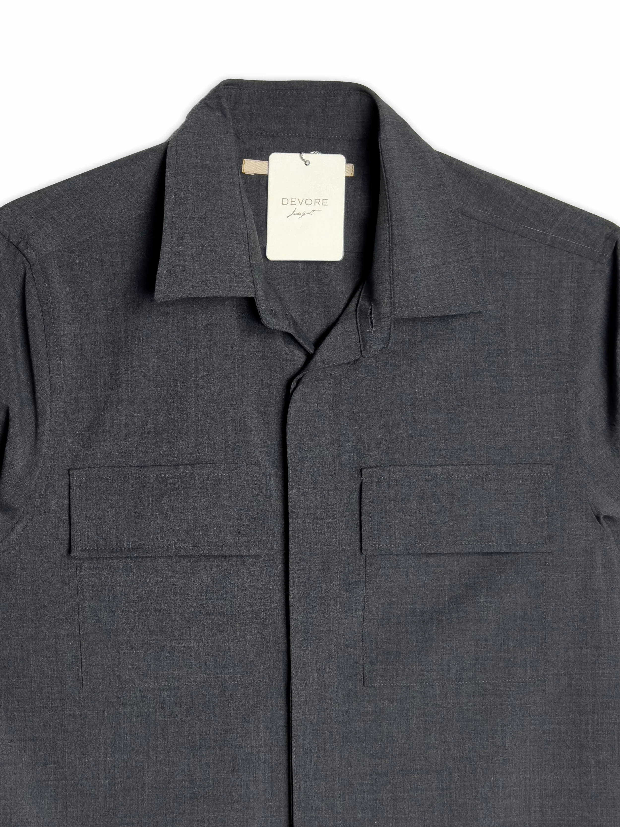 Overshirt Devorè in fresco lana tinta unita.