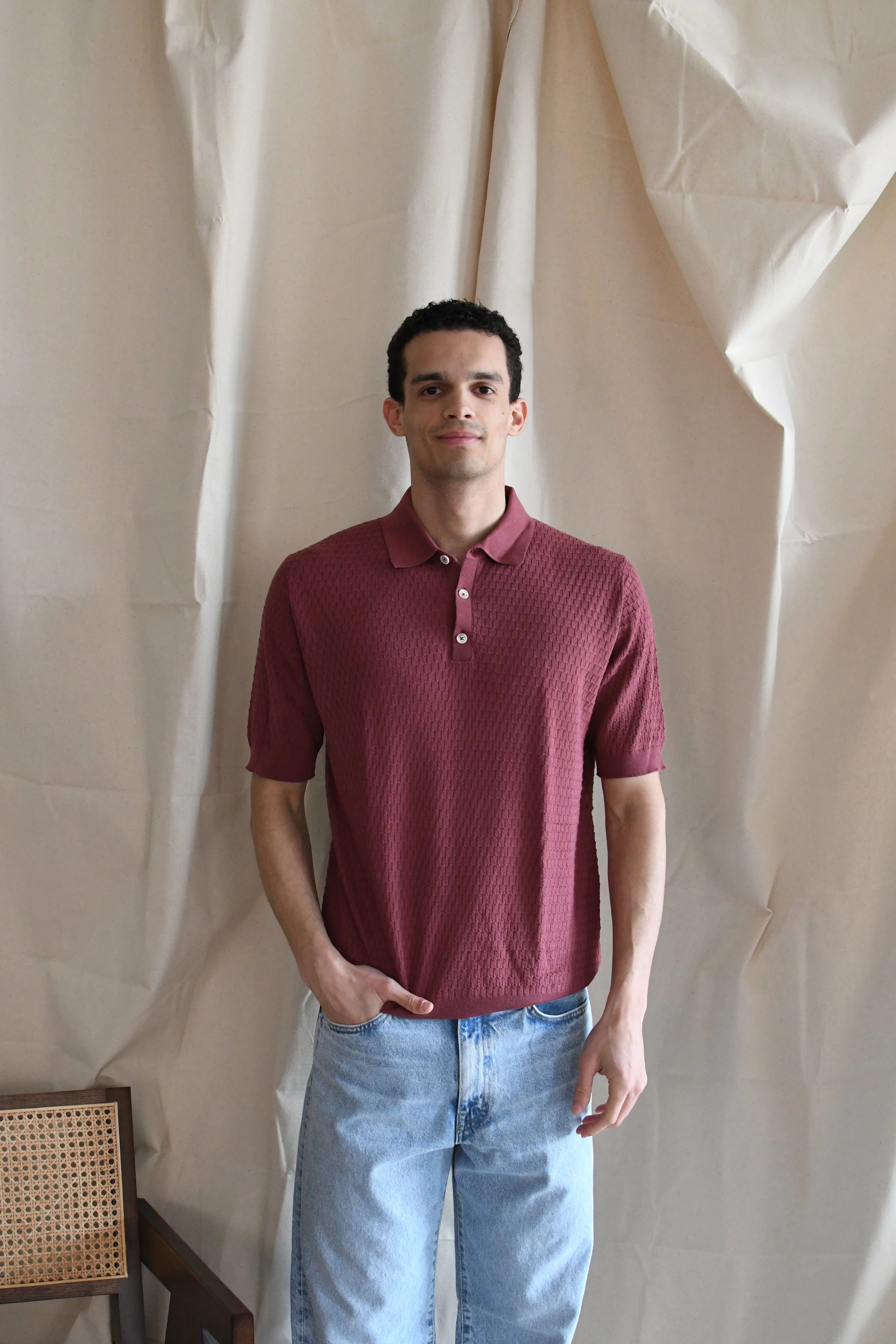 Polo Masq tinta unita in cotone a manica corta. Tessuto a scacchiera