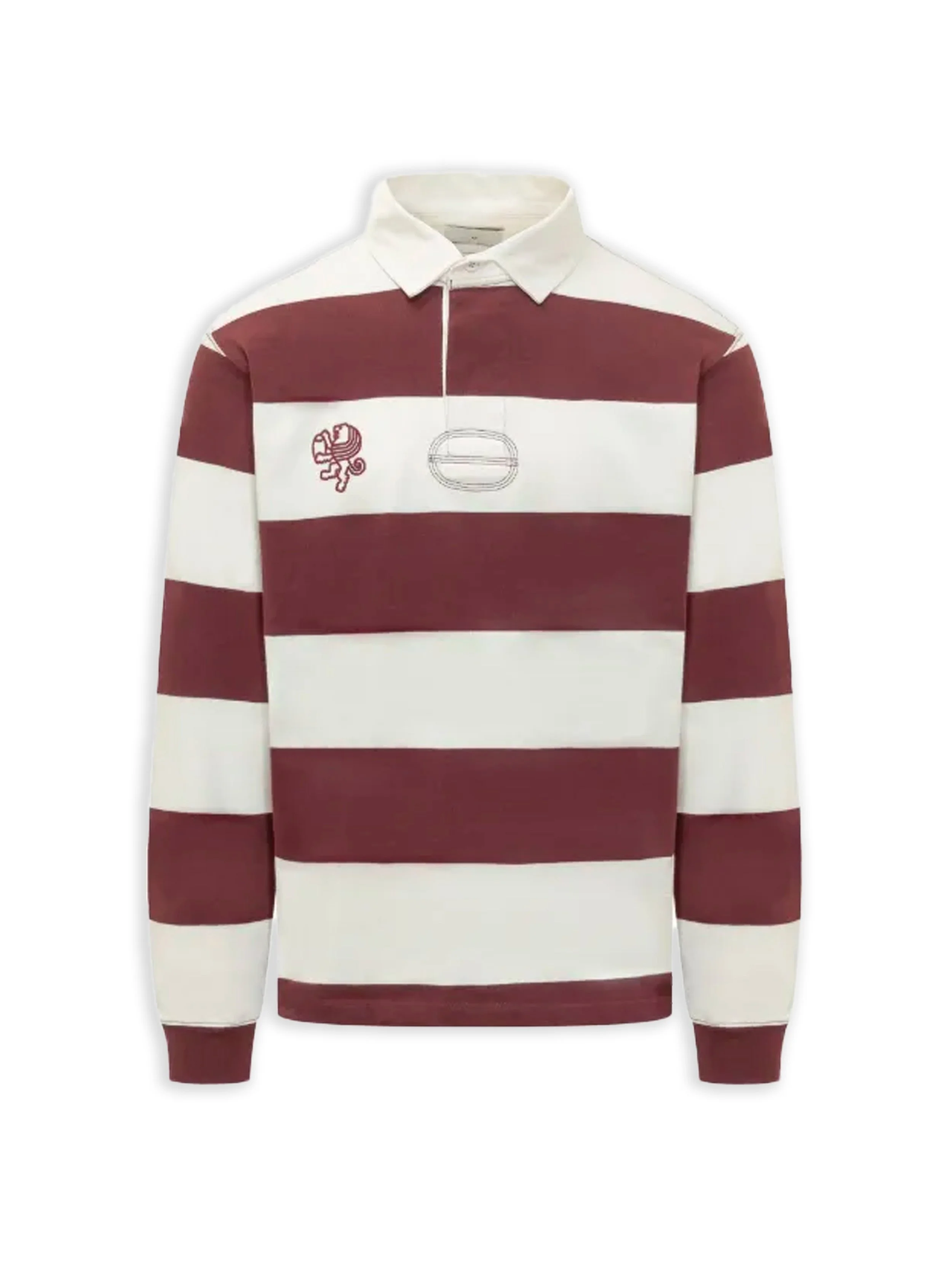 Woc - Polo Manica Lunga Stripe Bianco/Bordeaux