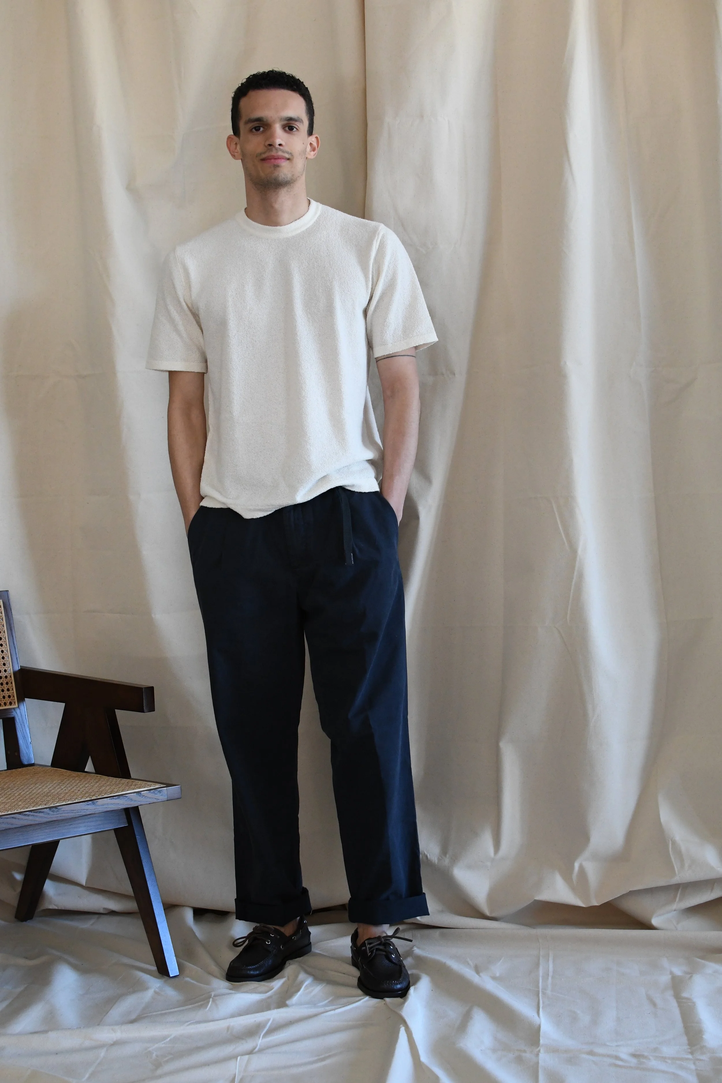 Pantalone White Sand vestibilità comoda in cotone, tinta unita.