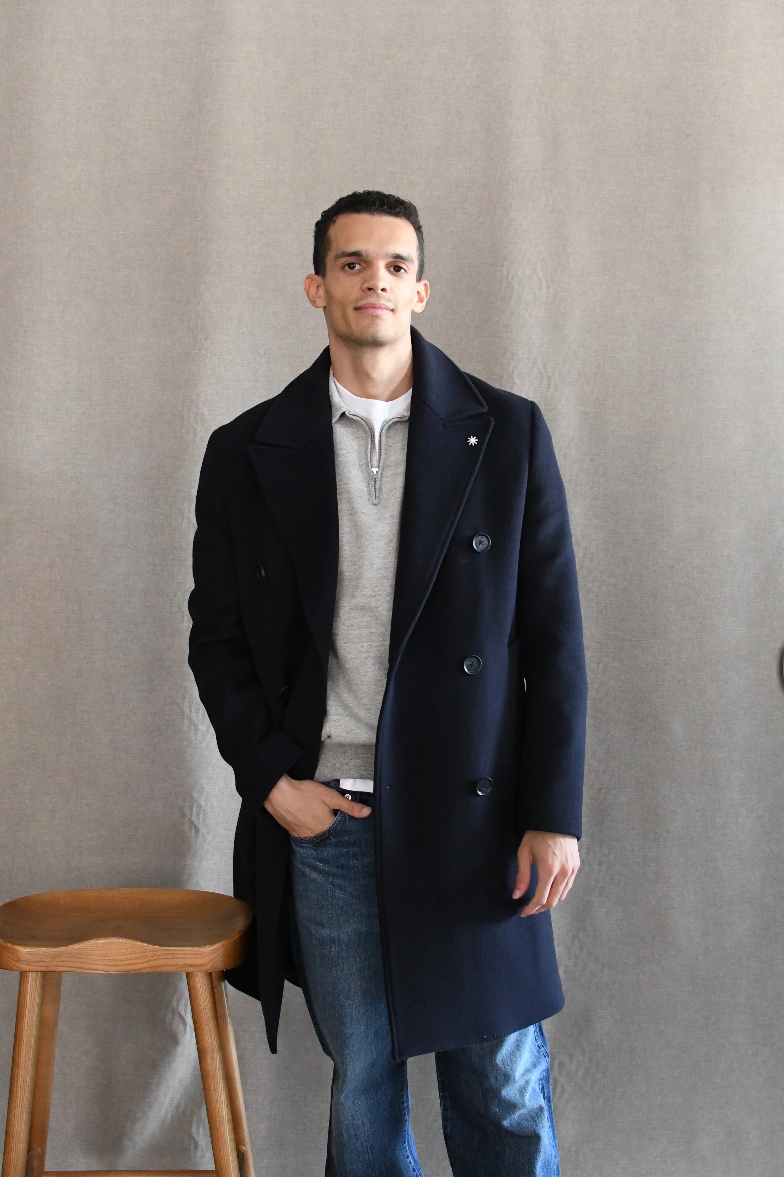 Cappotto Manuel Ritz Doppio petto in lana del lanificio storico italiano Manteco.