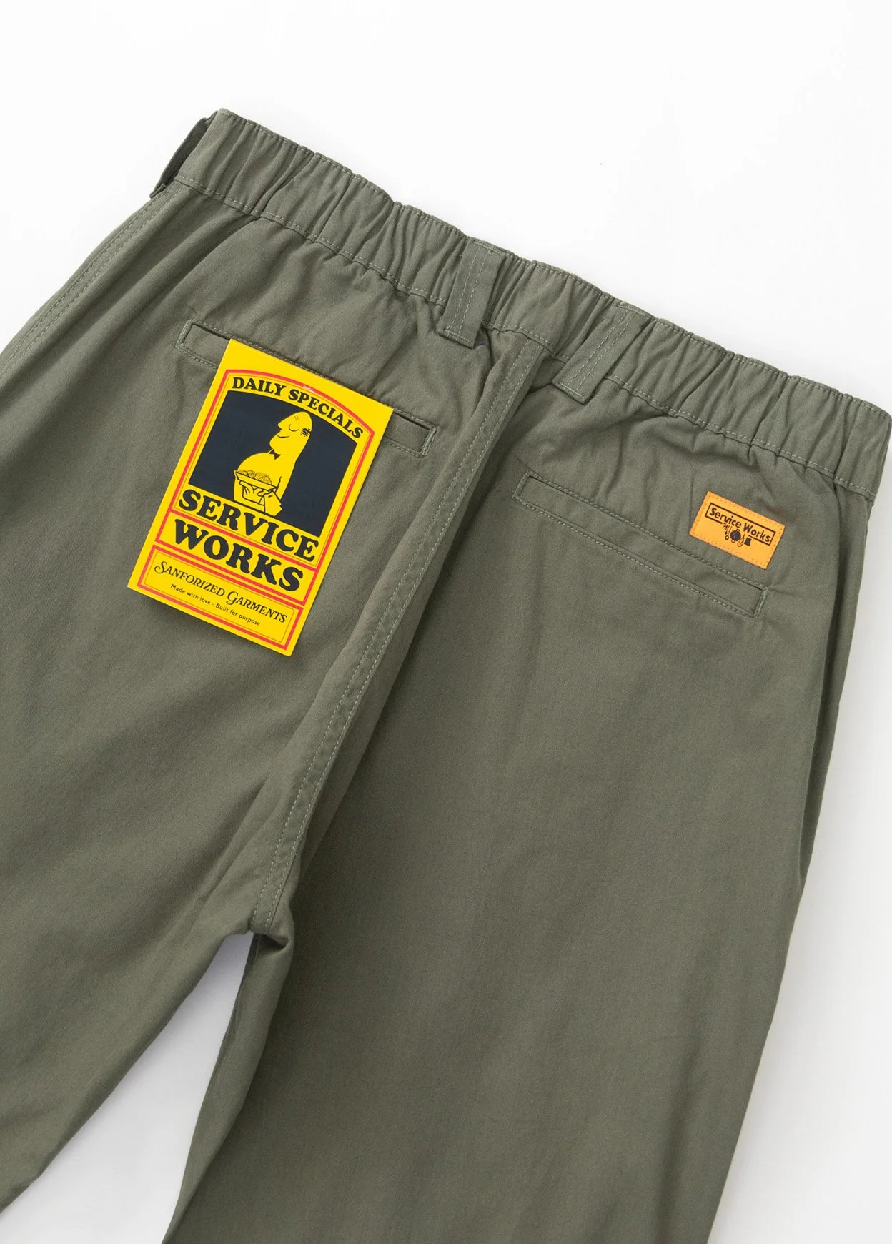 Pantalone Service Works in cotone tinta unita. Capo ispirato agli indumenti da lavoro delle cucine londinesi.