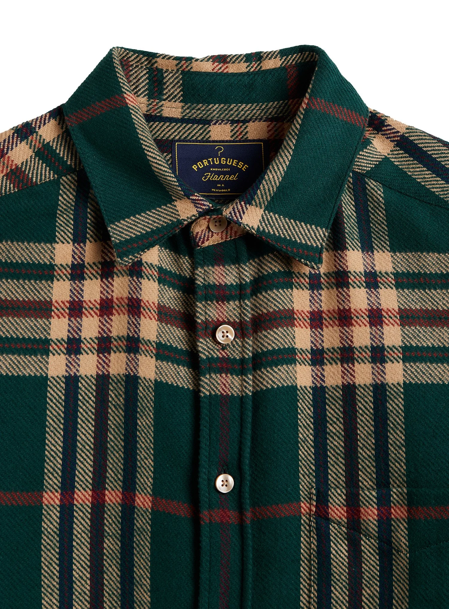 Camicia Portuguese Flannel in morbida flanella di cotone. Tessuti di ispirazione heritage portoghese.