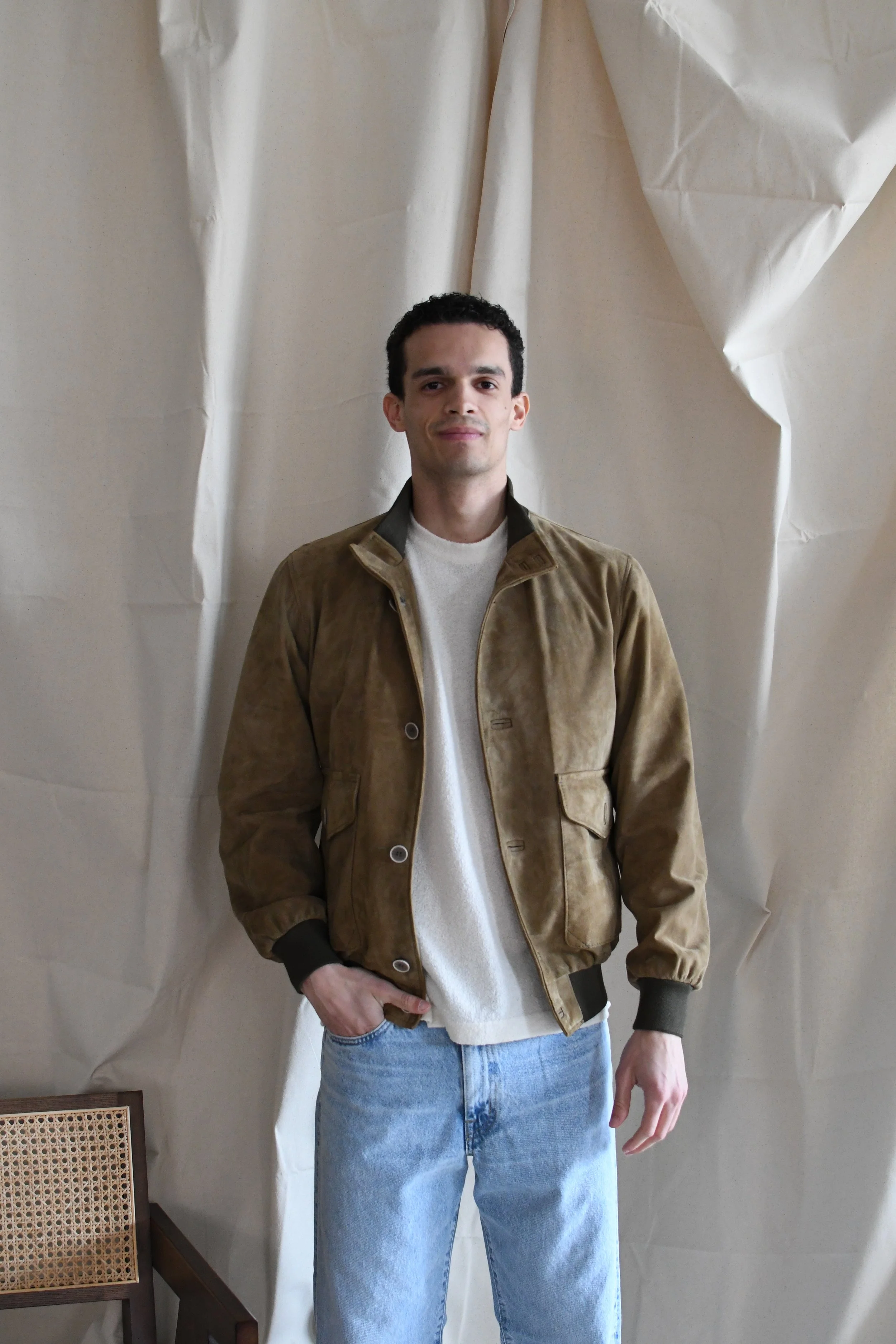 Giacca Crackers in vera pelle tinta unita foderata militare. ispirazione delle giacche da college americano. Handmade in Italy.