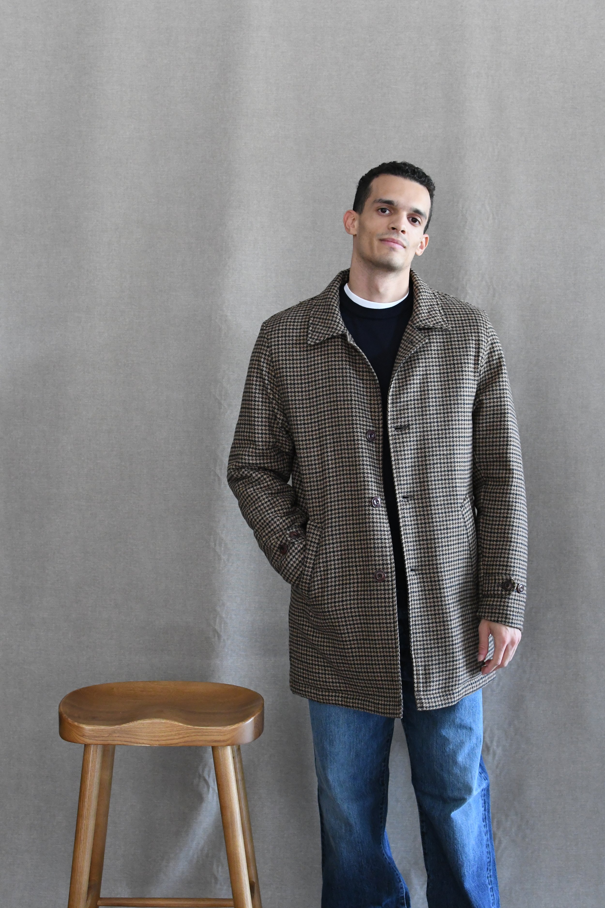 Cappotto Bl’Ker foderato e imbottito a fantasia pied de poule.