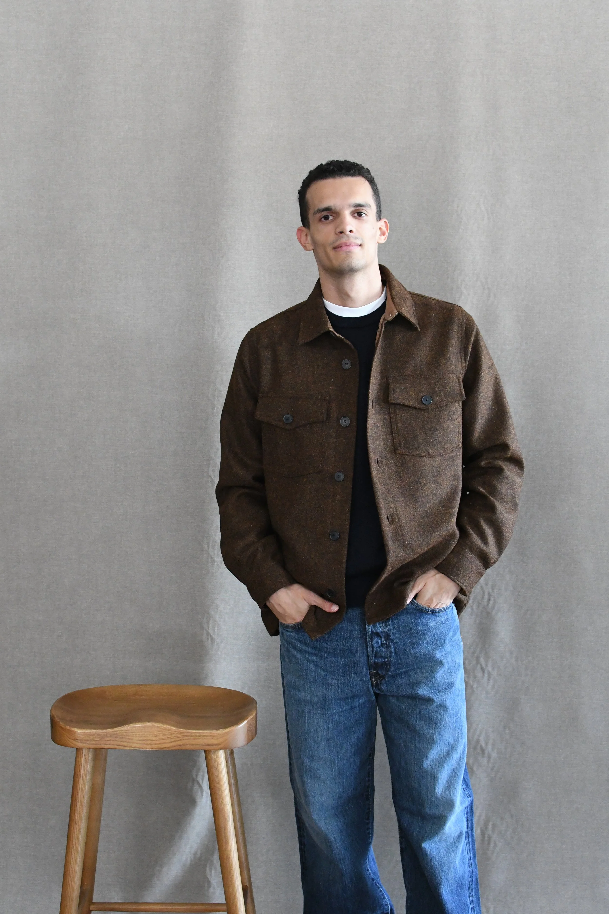 Overshirt Portuguese Flannel in lana. Tessuti di ispirazione heritage portoghese.
