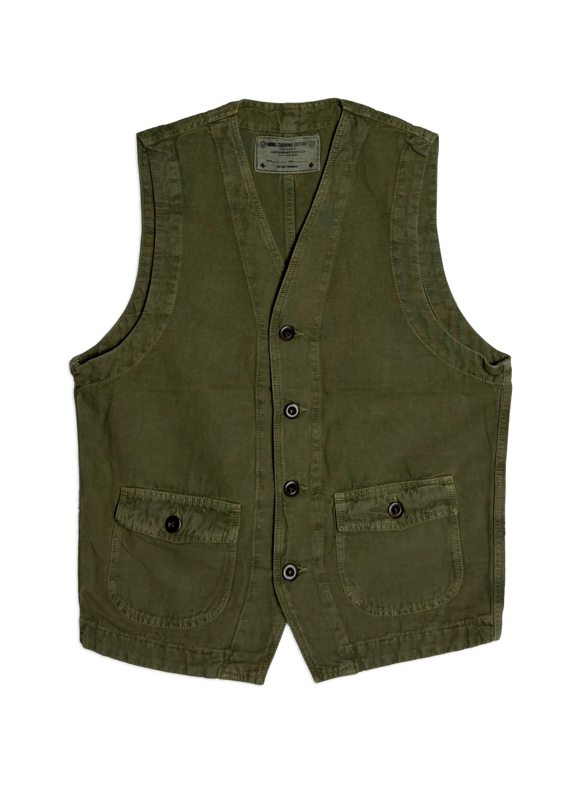 Chesapeake's - Gilet St. Michel Work Vest Linen Military Green