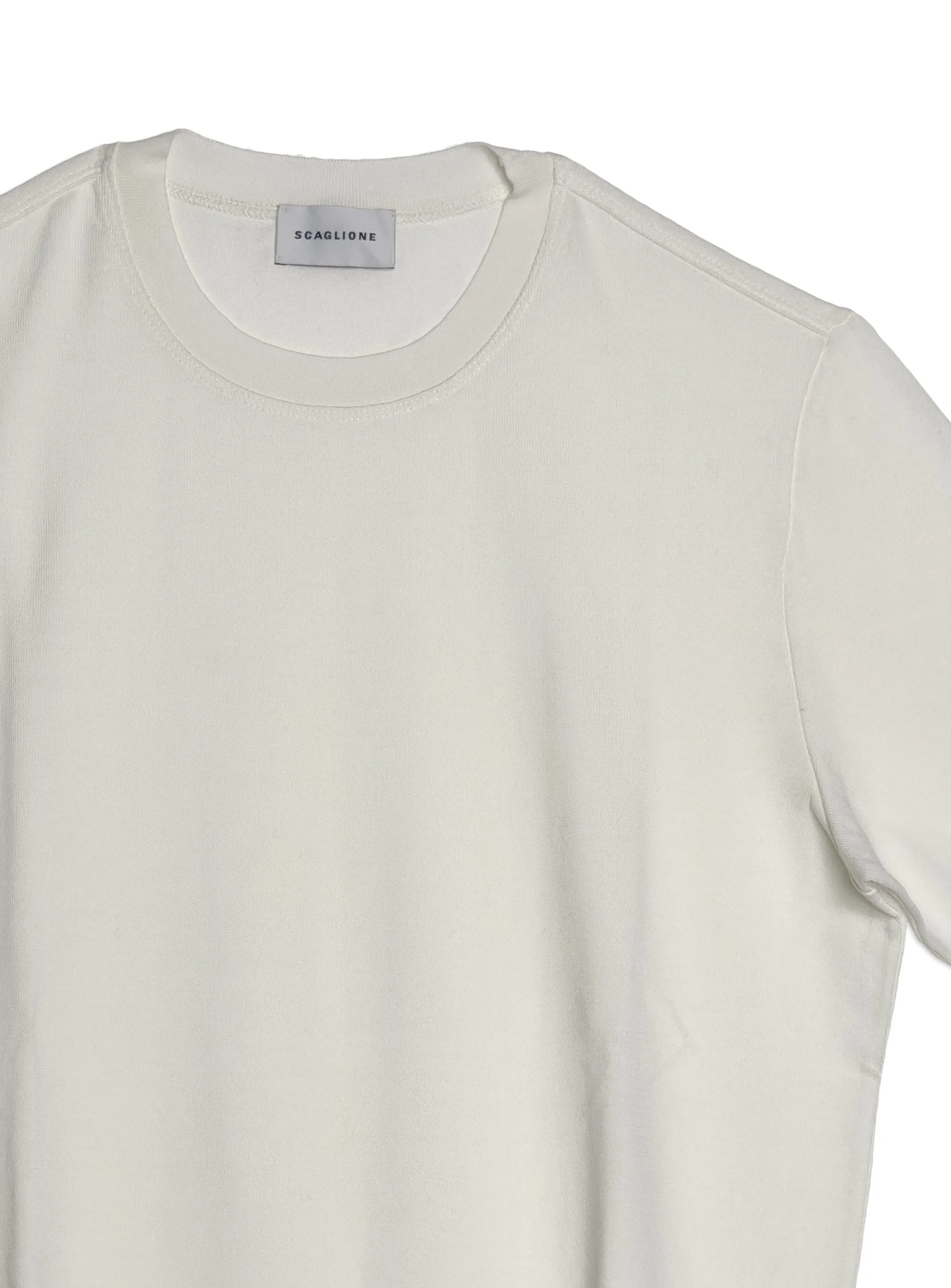 T-shirt in maglia Scaglione girocollo tinta unita in cotone a manica corta