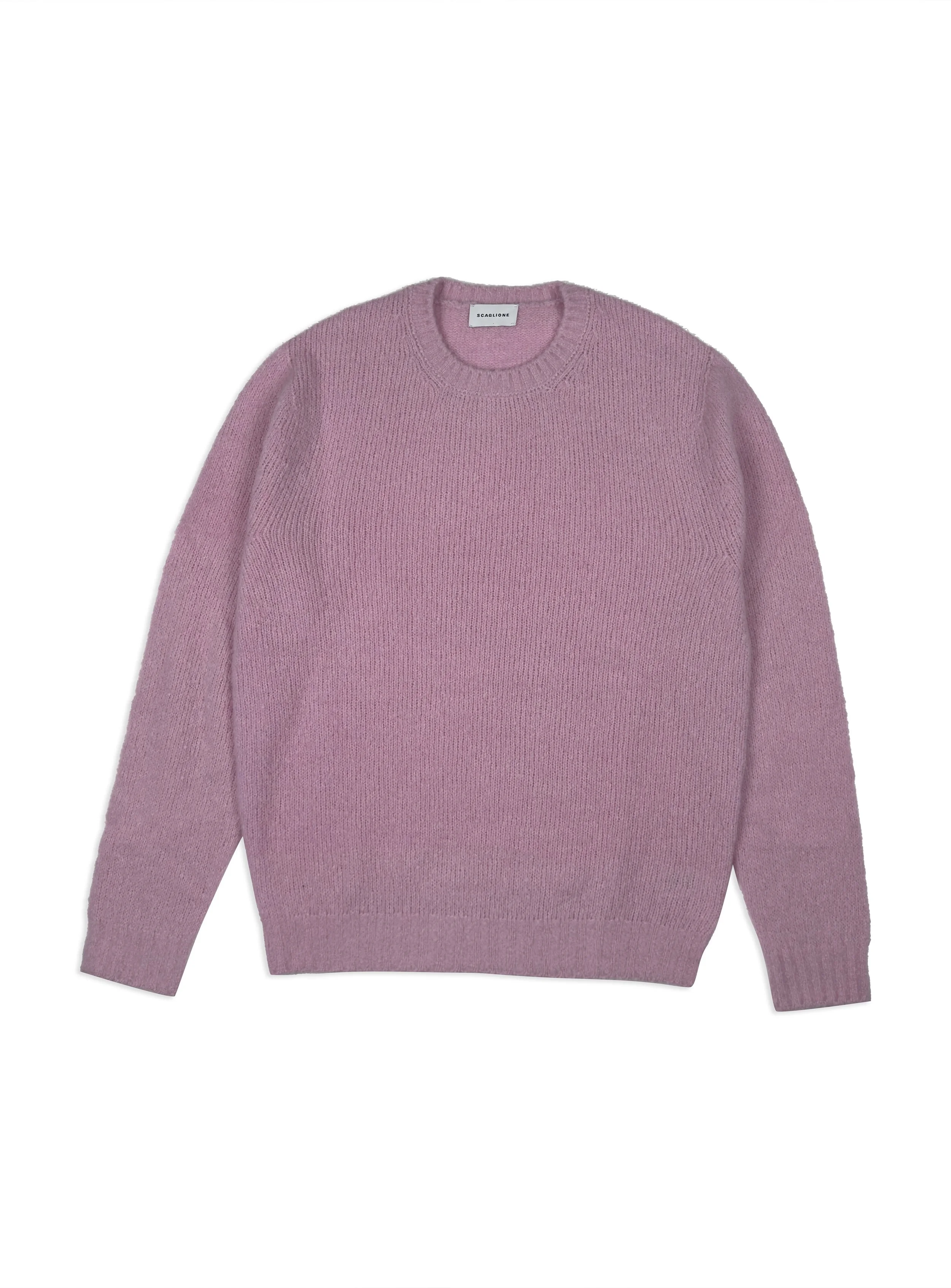 Maglia Scaglione classica girocollo tinta unita in lana e cashmere senza cuciture.