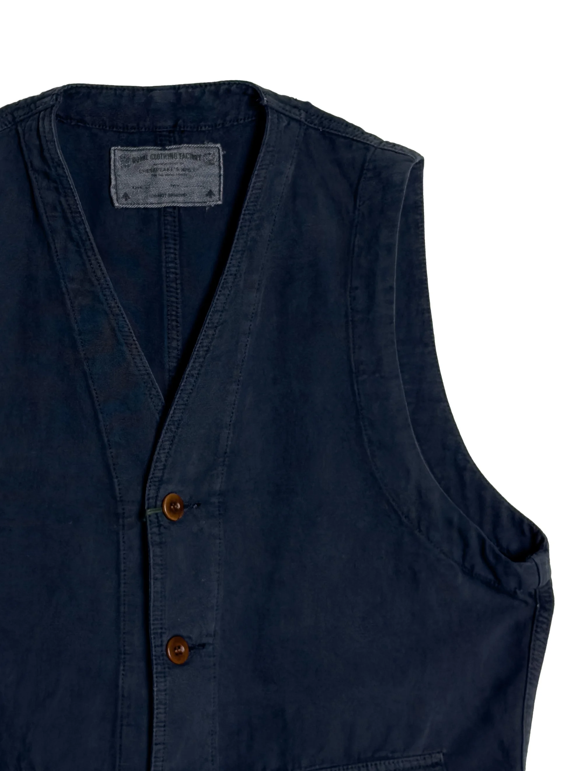 Gilet Chesapeake’s da lavoro sfoderato in lino e cotone effetto vintage. Capo iconico heritage americano.