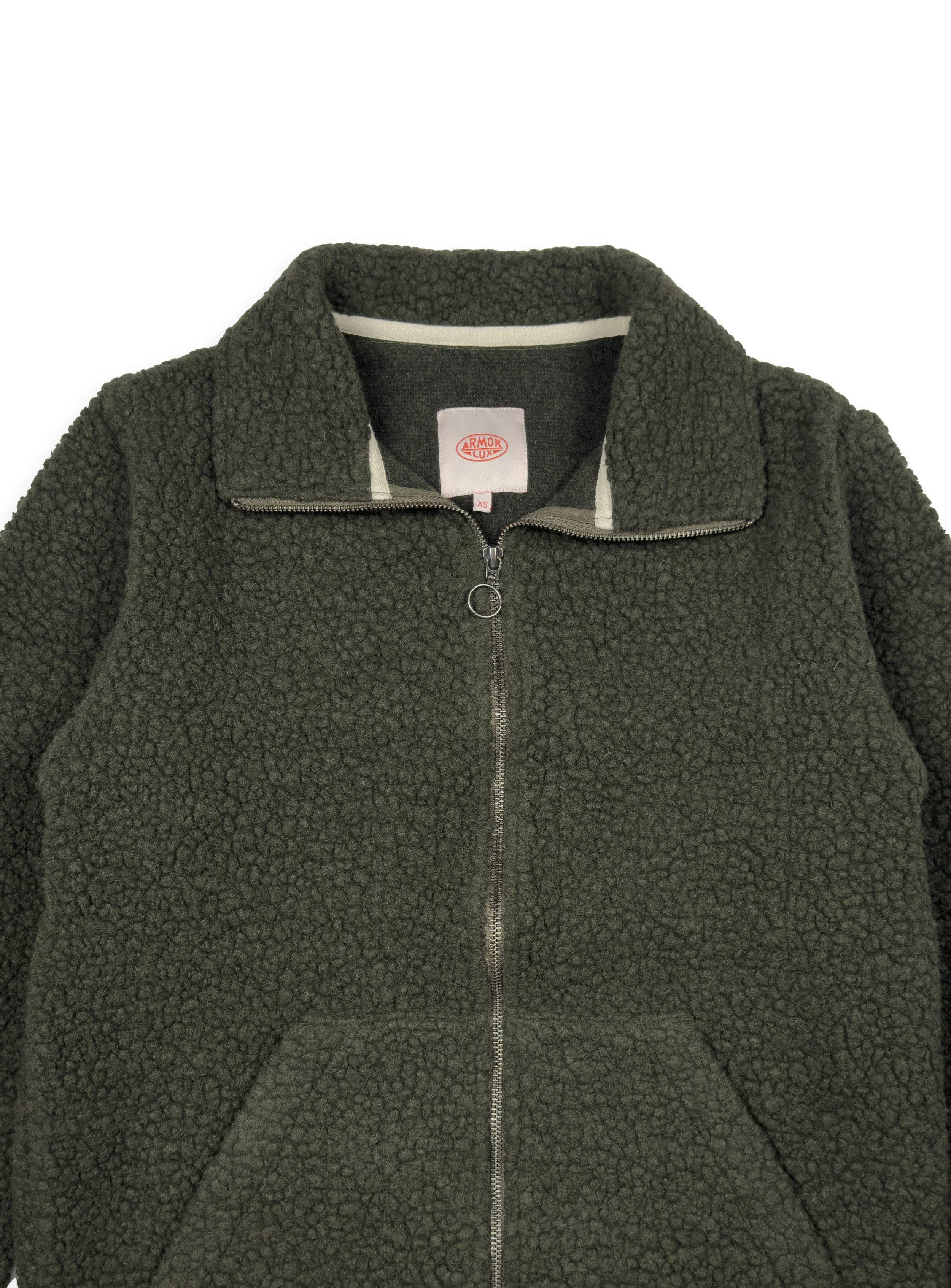 Sherpa Armor Lux collo alto full zip  tinta unita, in misto lana.