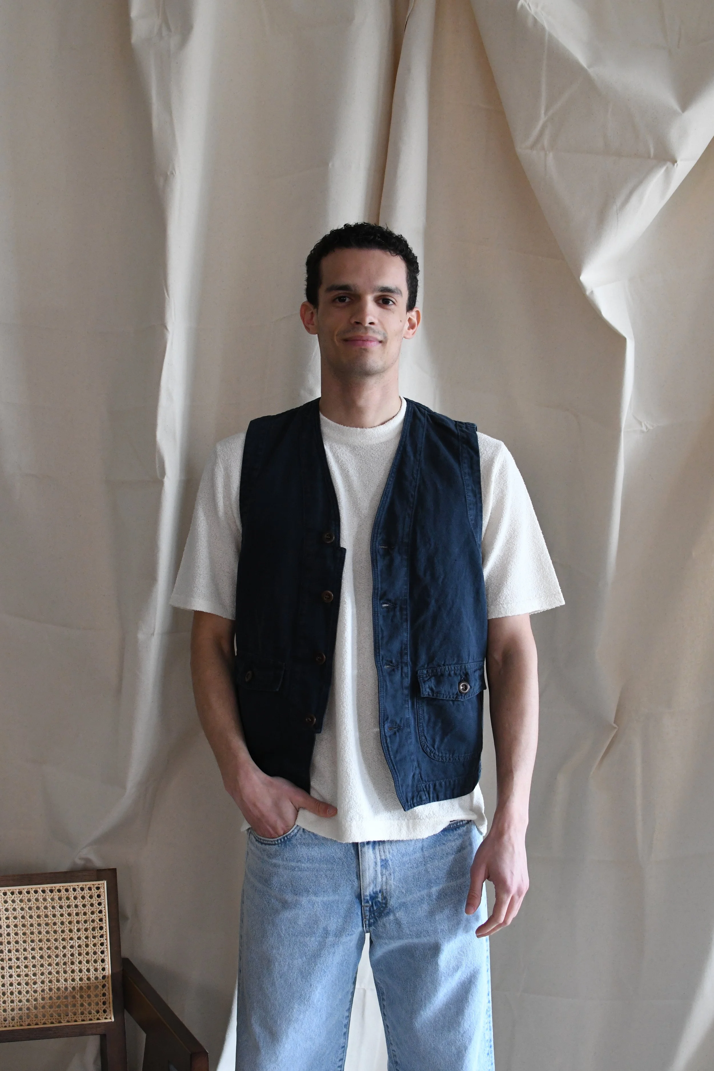 Gilet Chesapeake’s da lavoro sfoderato in lino e cotone effetto vintage. Capo iconico heritage americano.