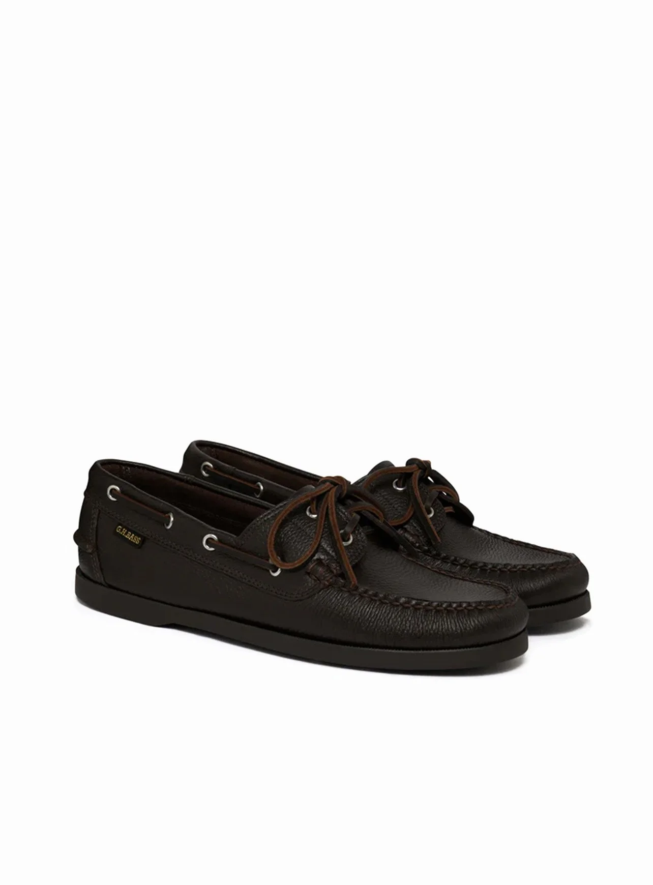 Gh Bass - Scarpa da barca Jetty II 2 Eye Dark Brown Tumbled Leather