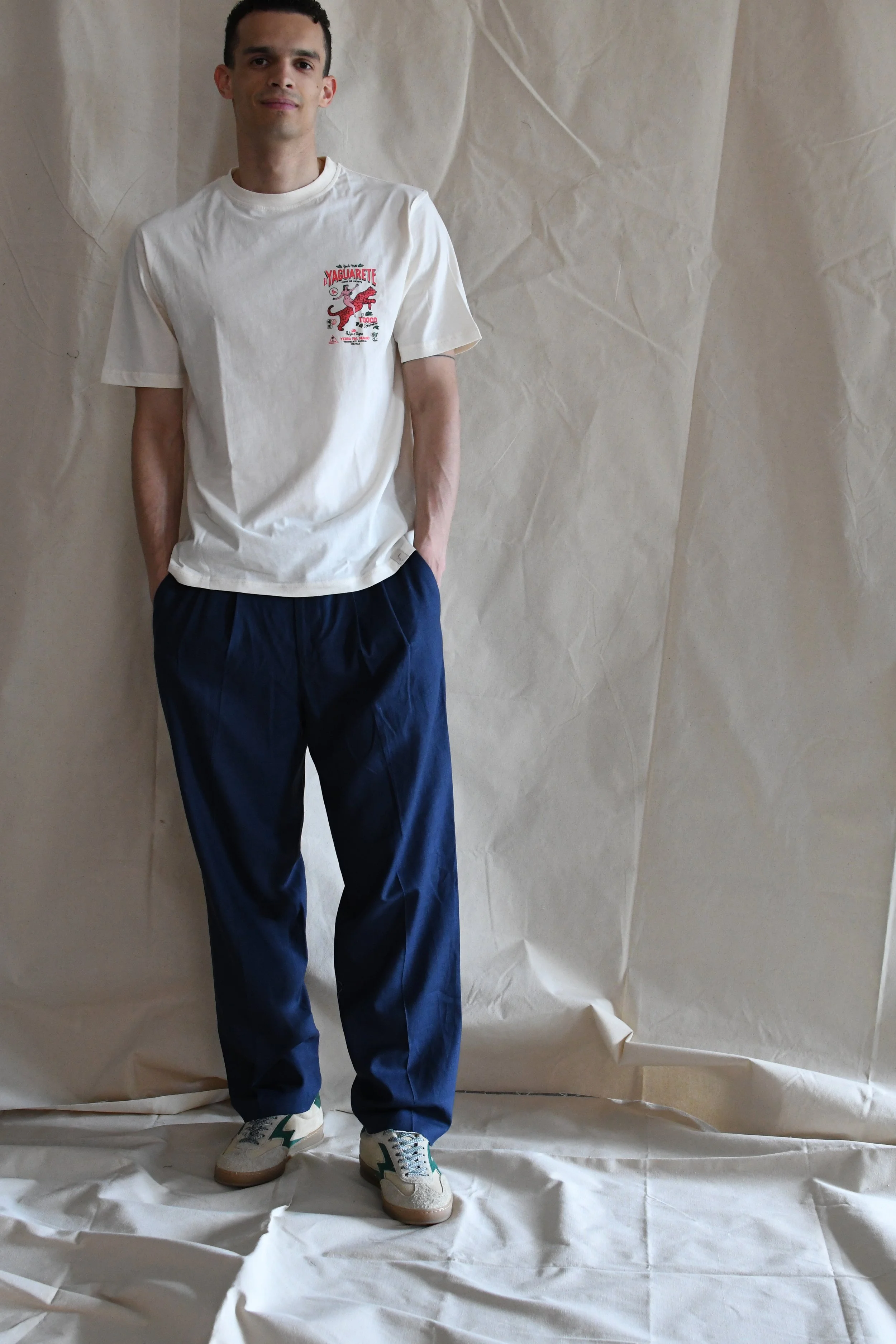 Pantalone Sorfilo tinta unita in misto lino.