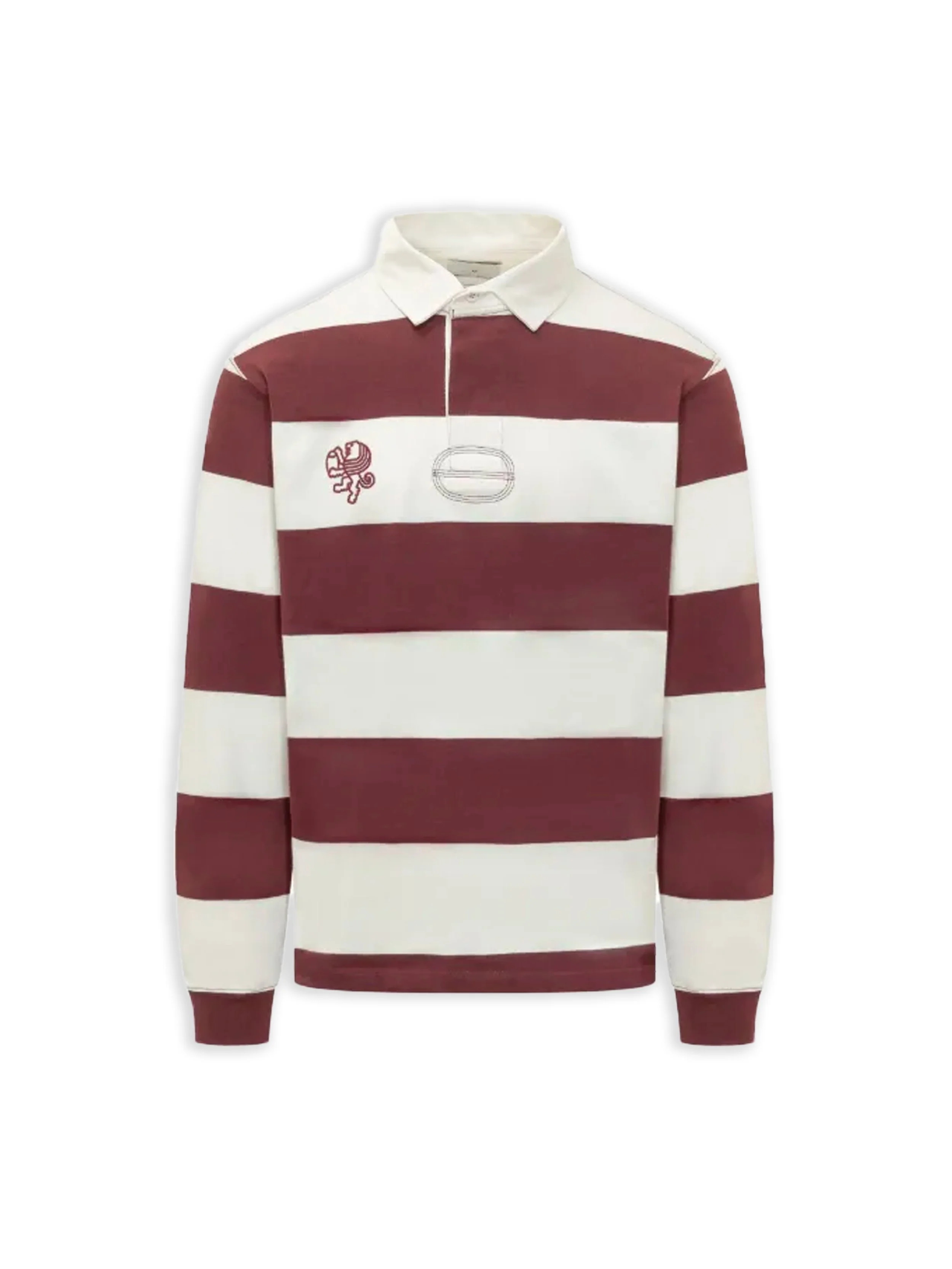 Woc - Polo Manica Lunga Stripe Bianco/Bordeaux