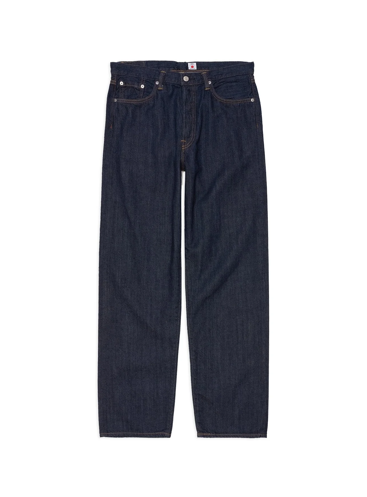 Denim Edwin rinsed tinta unita non lavato con cimosa rossa. Edwin è un marchio di denim all'avanguardia, dove risaltano l'artigianalità e la competenza giapponese.