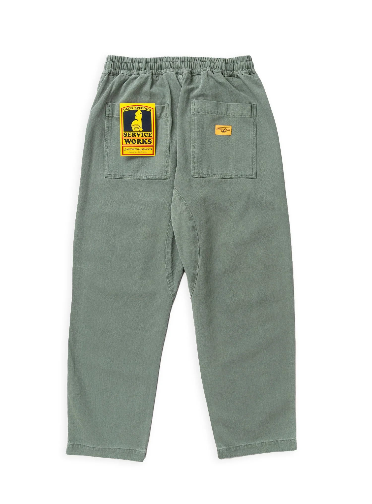 Pantalone Service Works in cotone herringbone, con la caratteristica lavorazione heritage a spina di pesce.