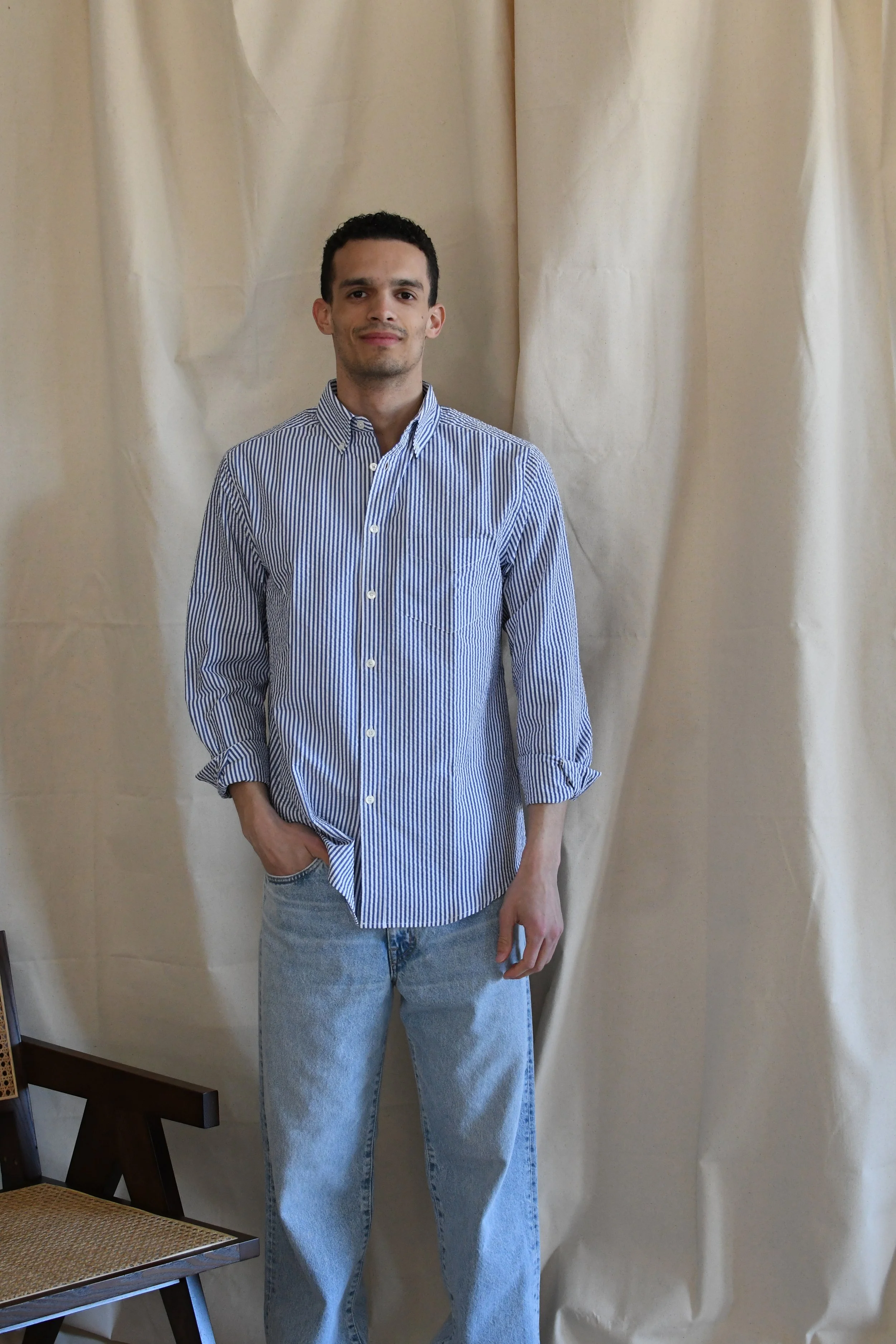 Camicia Portuguese Flannel in cotone seersucker.