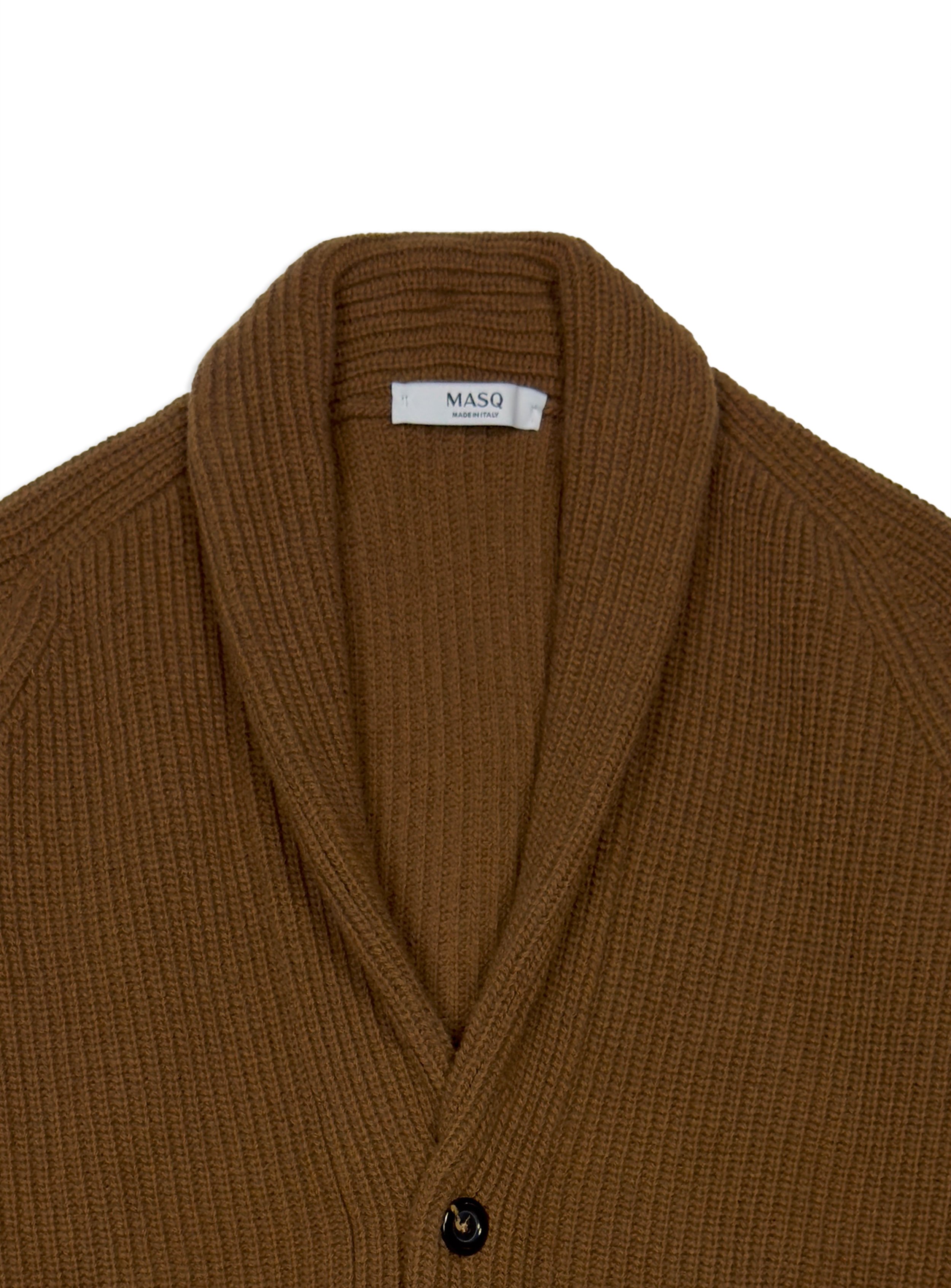 Cardigan Masq con bottoni costa inglese tinta unita manica lunga in lana merino.