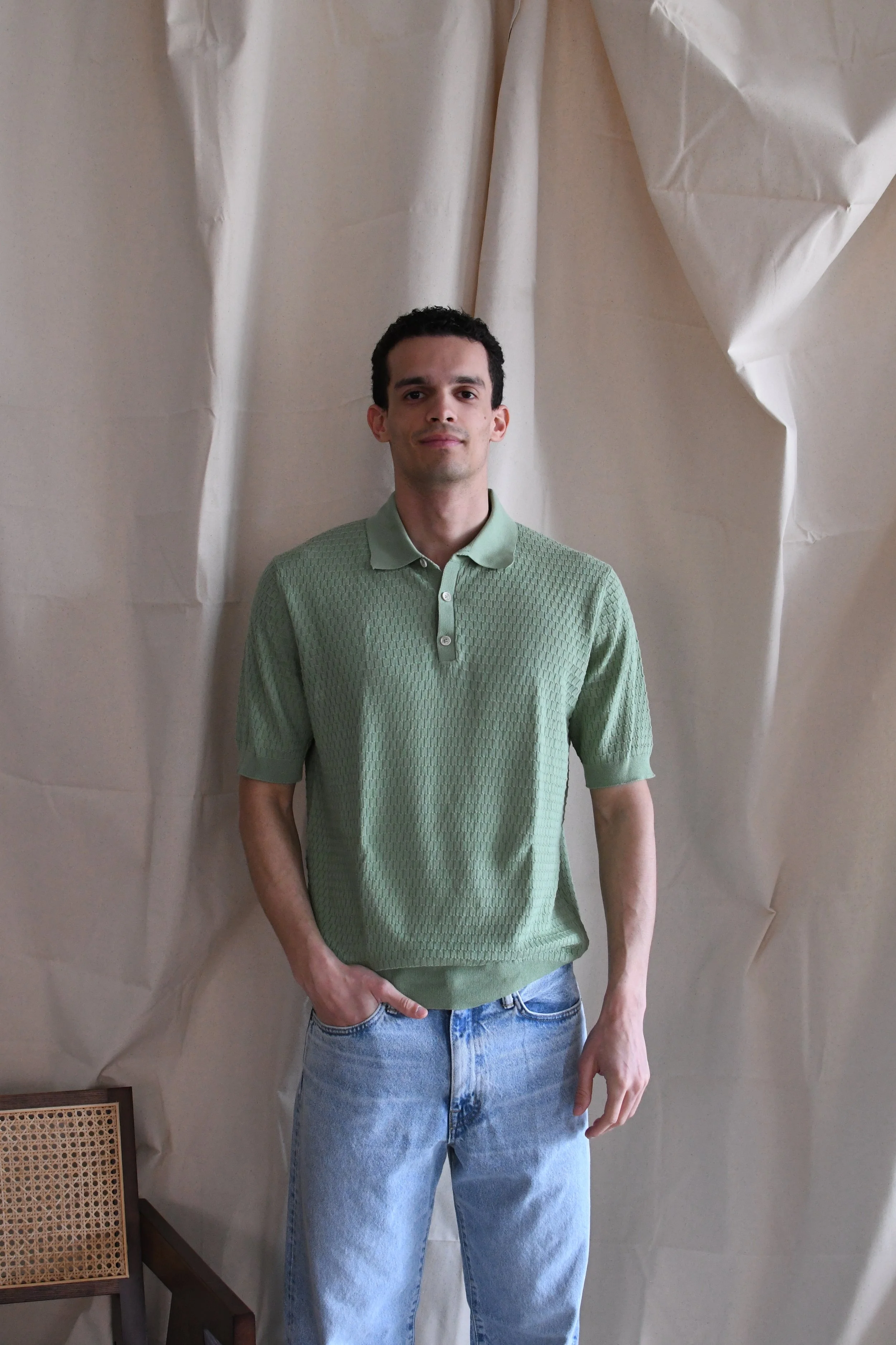 Polo Masq tinta unita in cotone a manica corta. Tessuto a scacchiera