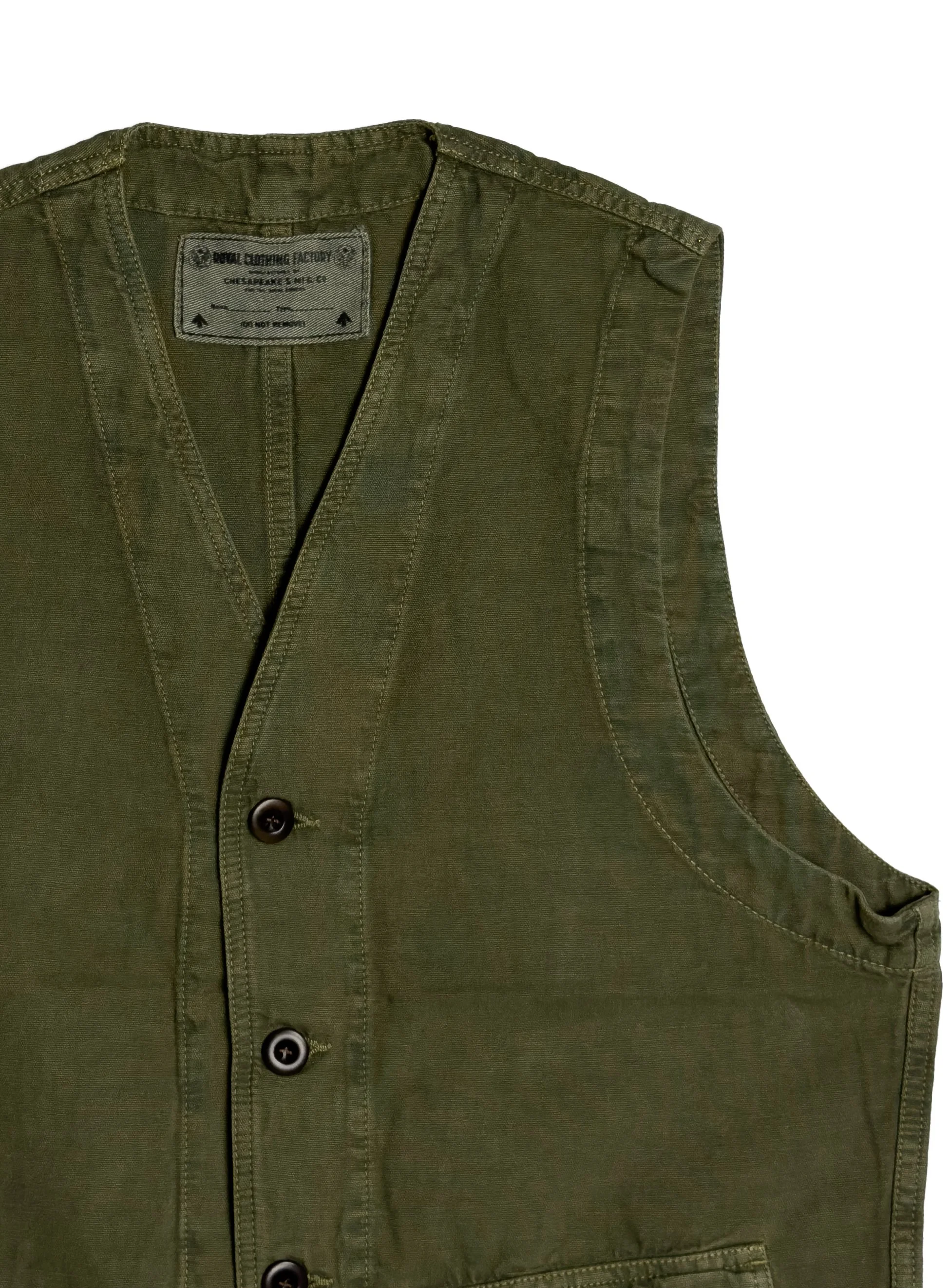Gilet Chesapeake’s da lavoro sfoderato in lino e cotone effetto vintage. Capo iconico heritage americano.