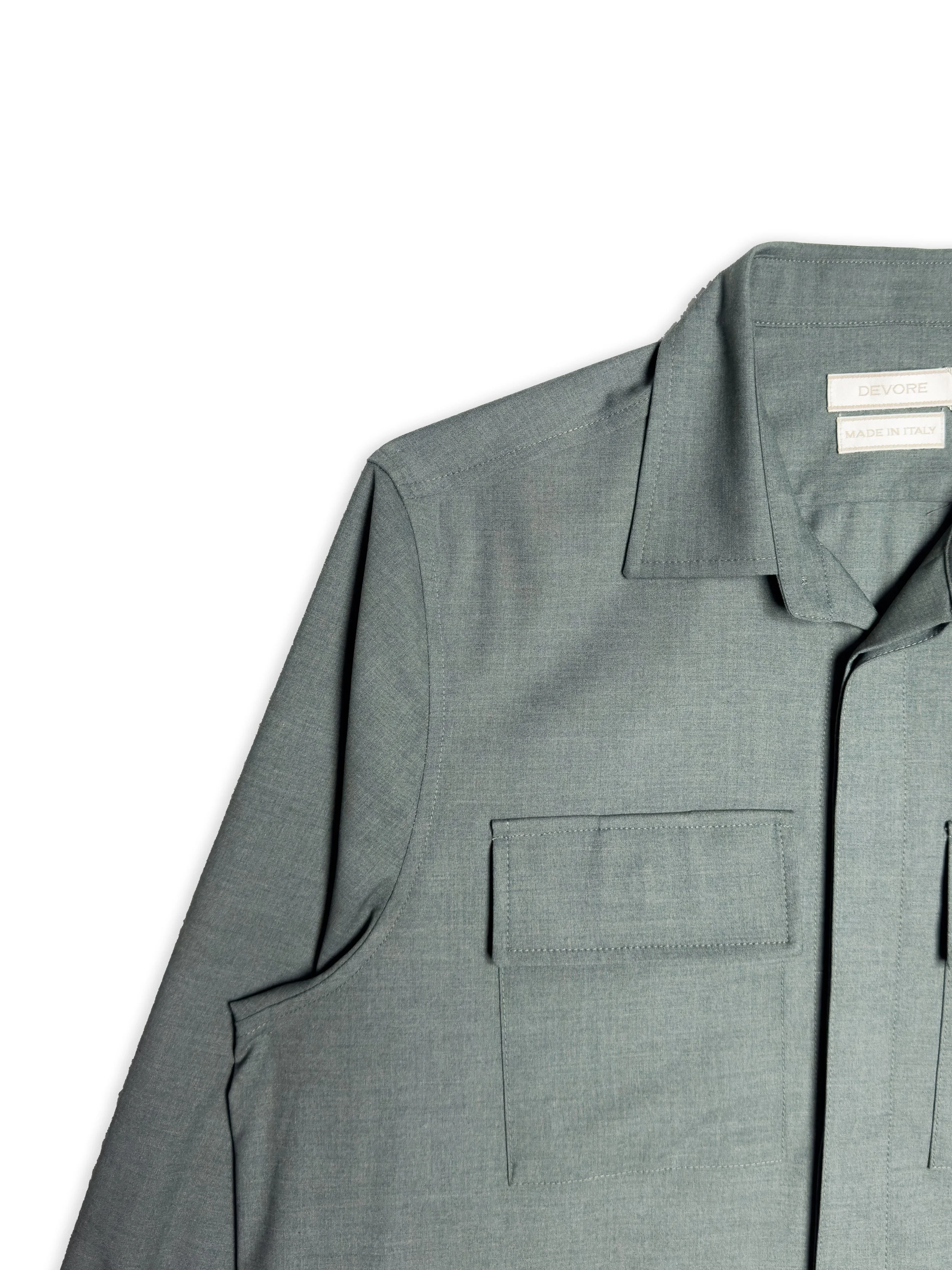 Overshirt Devorè in fresco lana tinta unita.