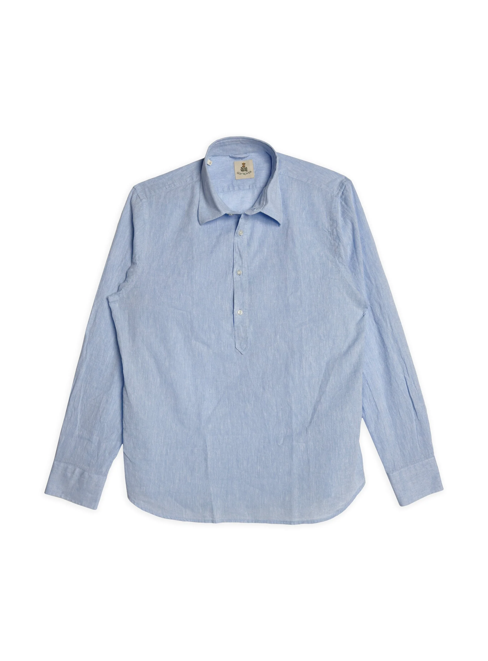 Camicia Guy Rover serafino in lino, tinta unita.