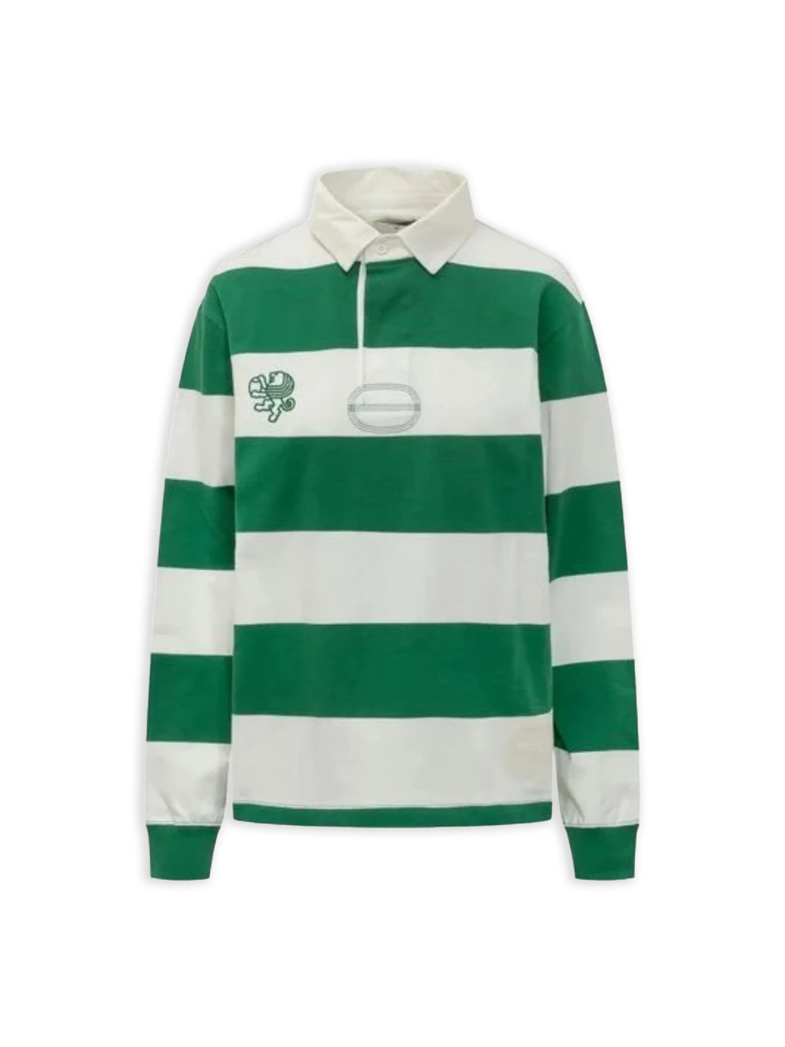 Woc - Polo Manica Lunga Stripe Bianco/Verde