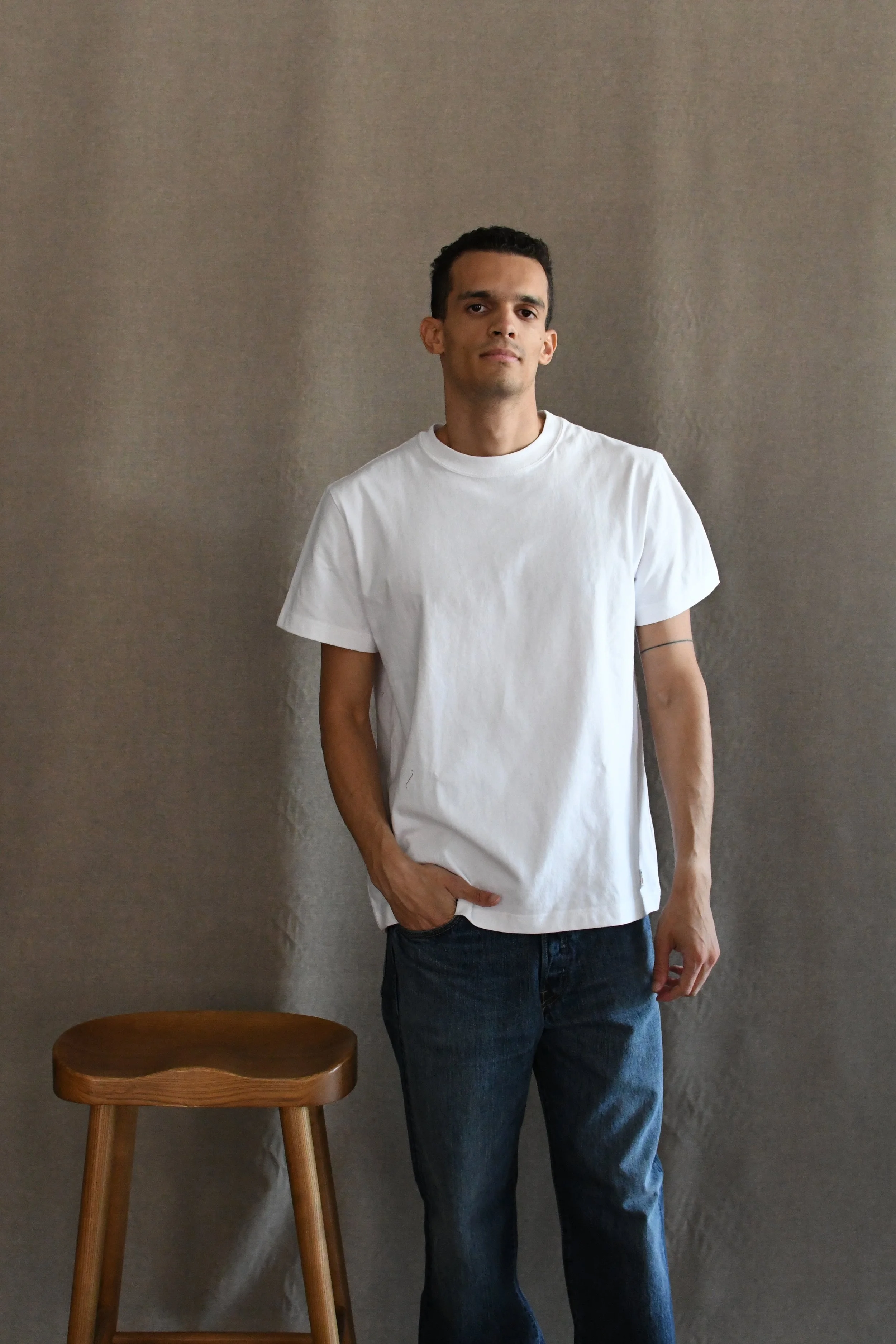 T-shirt Edwin oversized tinta unita bianca a maniche corte.
