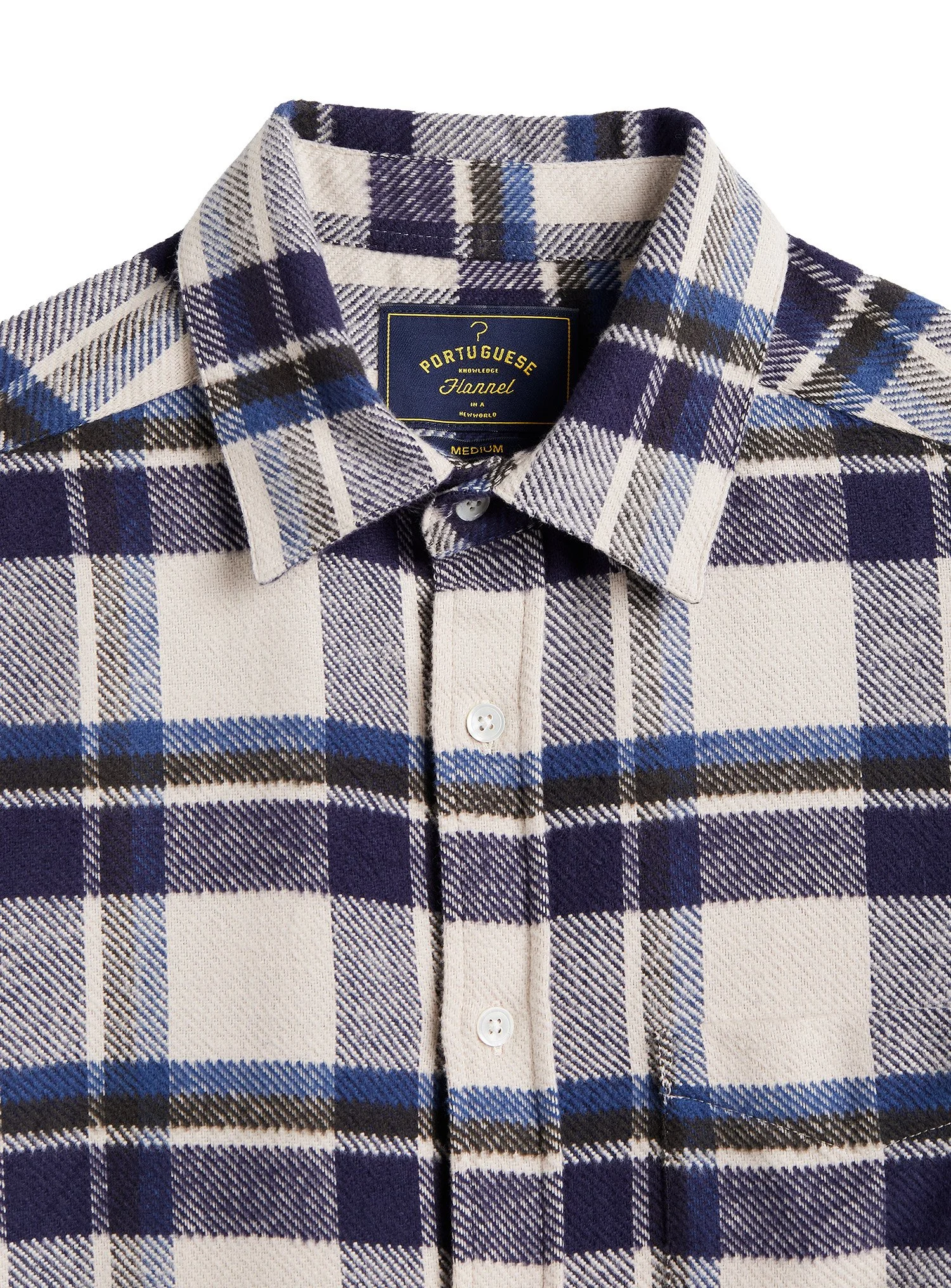 Camicia Portuguese Flannel in morbida flanella di cotone. Tessuti di ispirazione heritage portoghese.