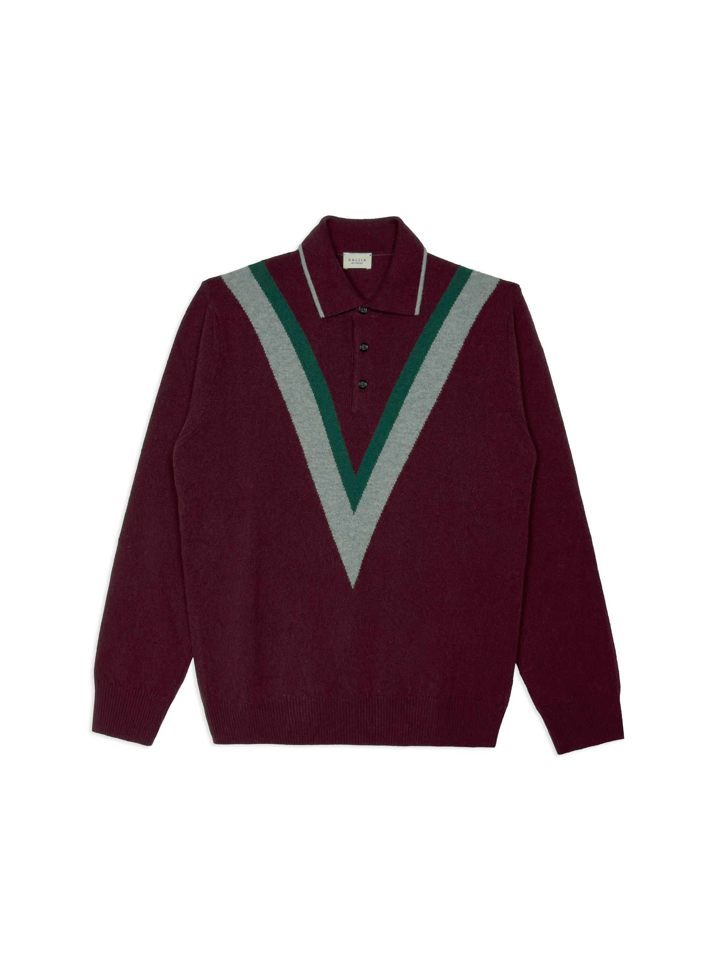 Polo Gallia a fantasia in calda e morbida lana intarsiata a contrasto. Maglia di ispirazione vintage.