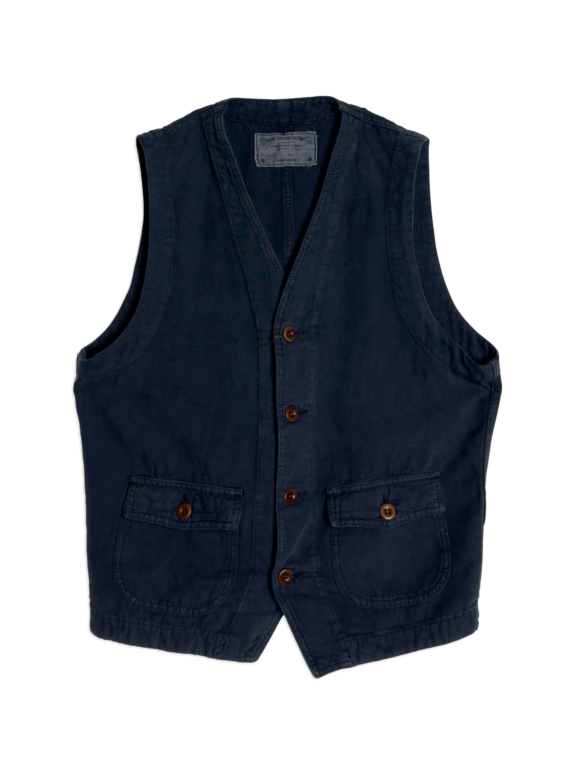 Chesapeake's - Gilet St. Michel Work Vest Linen Navy Blue