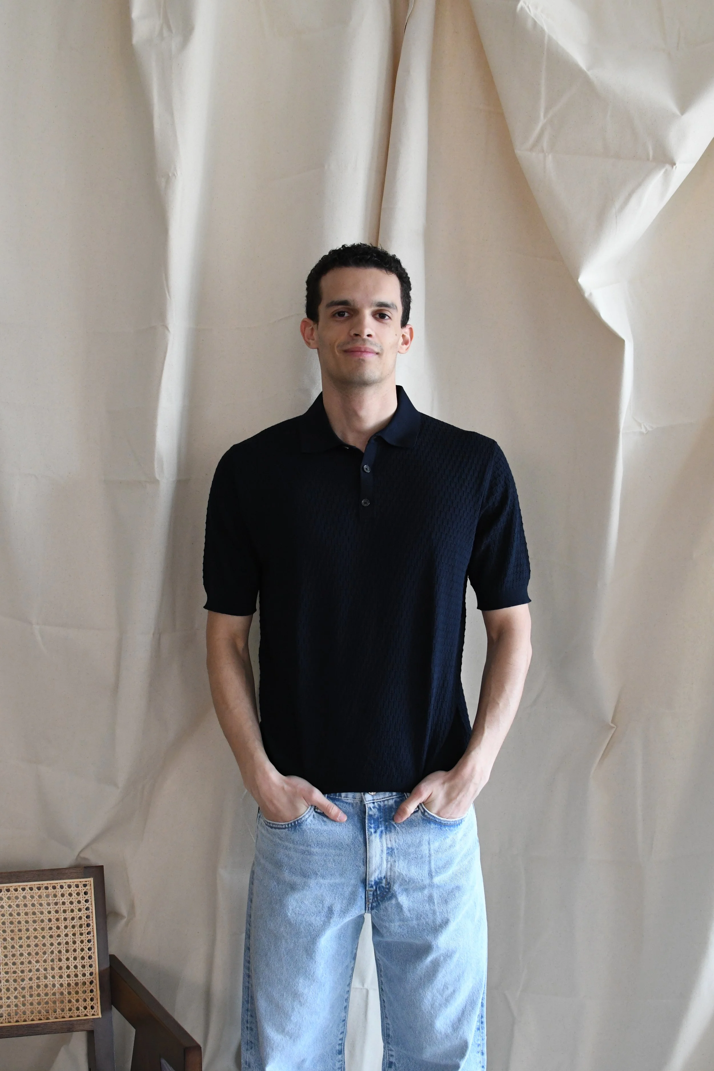 Polo Masq tinta unita in cotone a manica corta. Tessuto a scacchiera