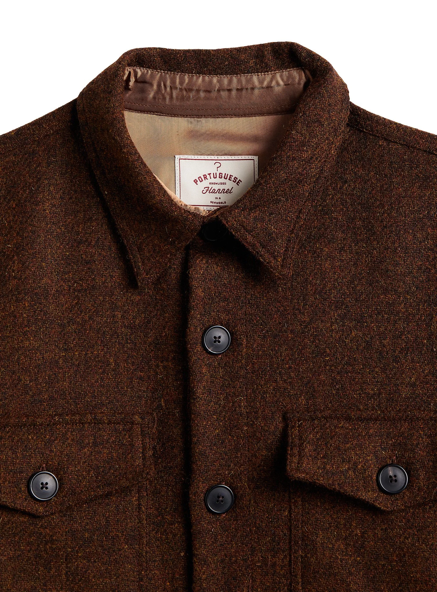 Overshirt Portuguese Flannel in lana. Tessuti di ispirazione heritage portoghese.