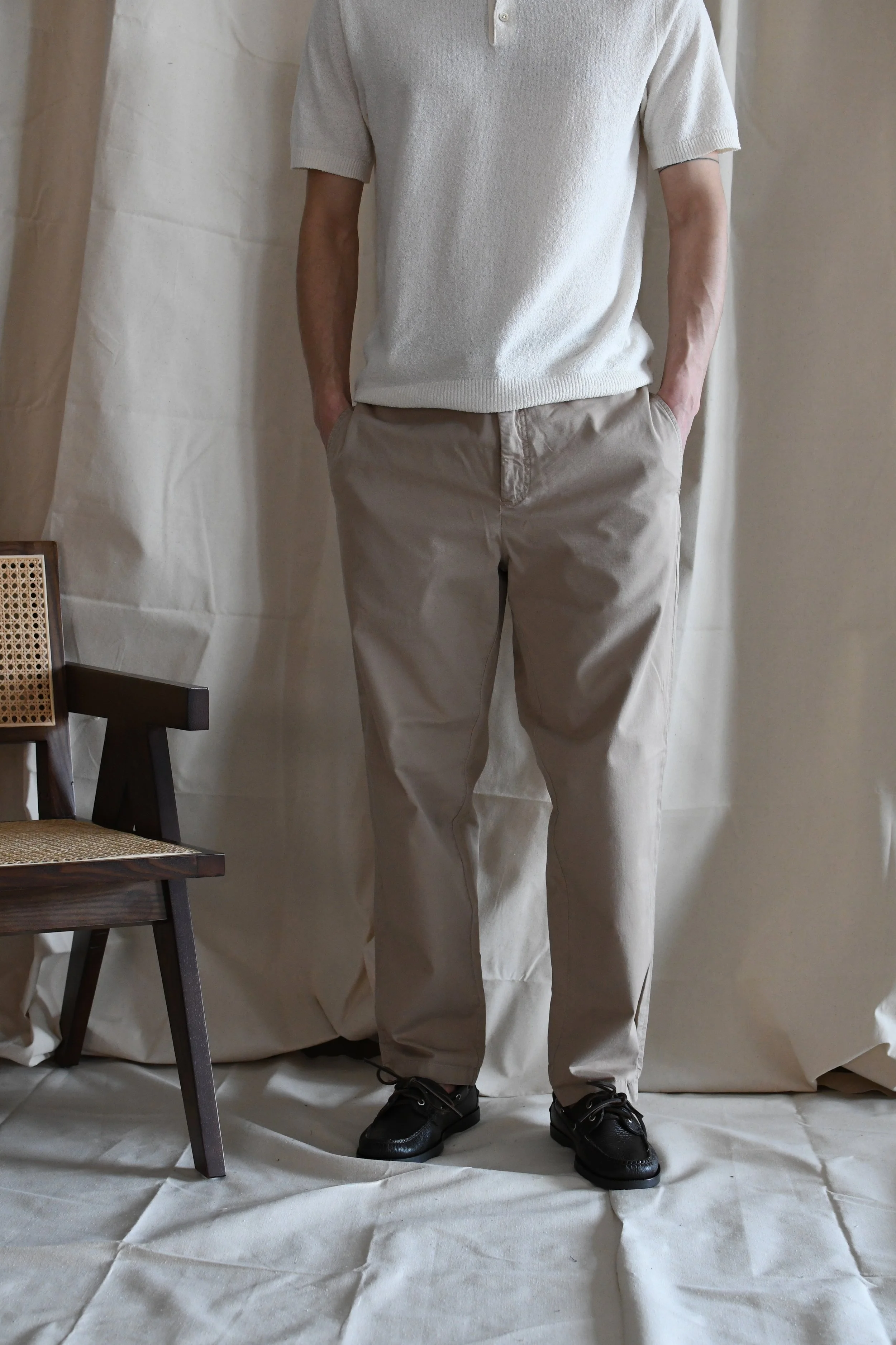 Pantalone Clark in cotone gabardina tinta unita