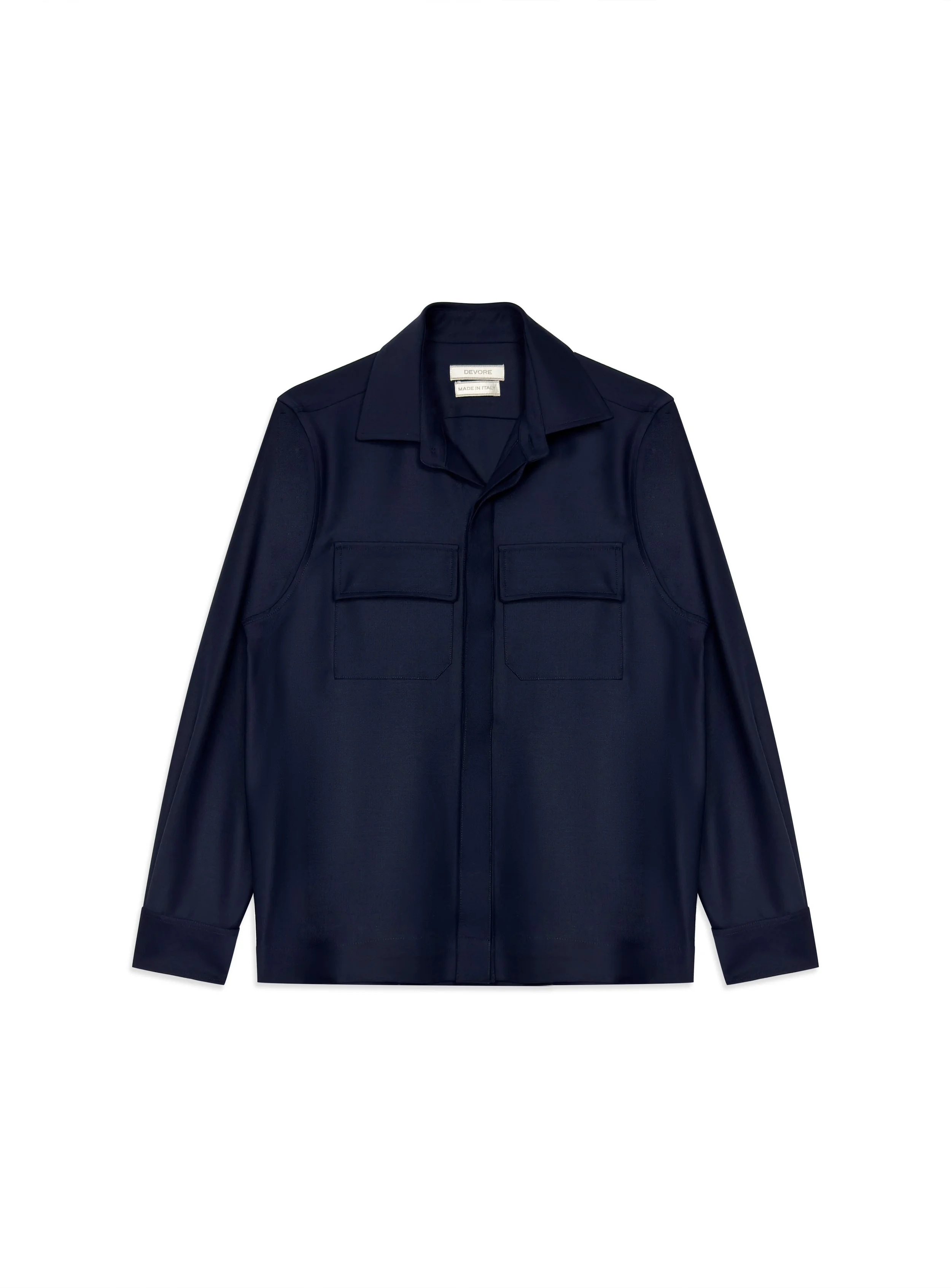 Overshirt Devorè in lana tinta unita.