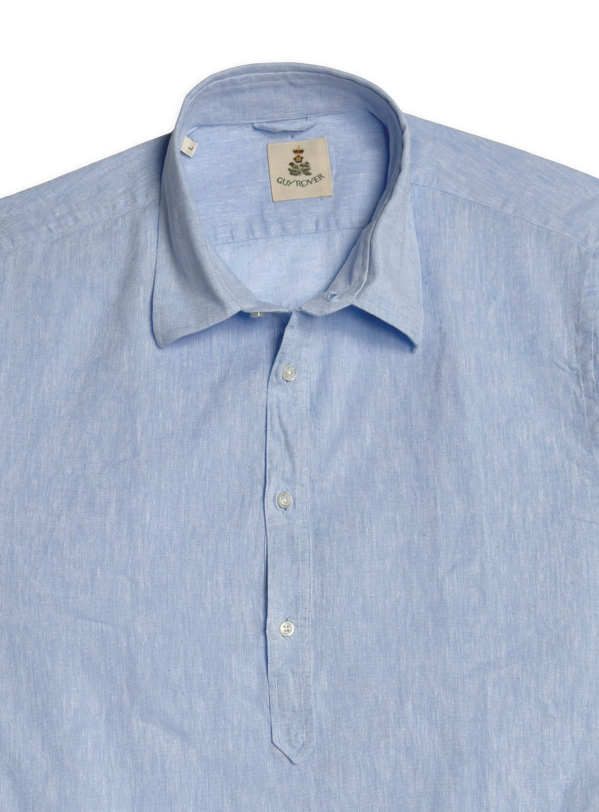 Camicia Guy Rover serafino in lino, tinta unita.