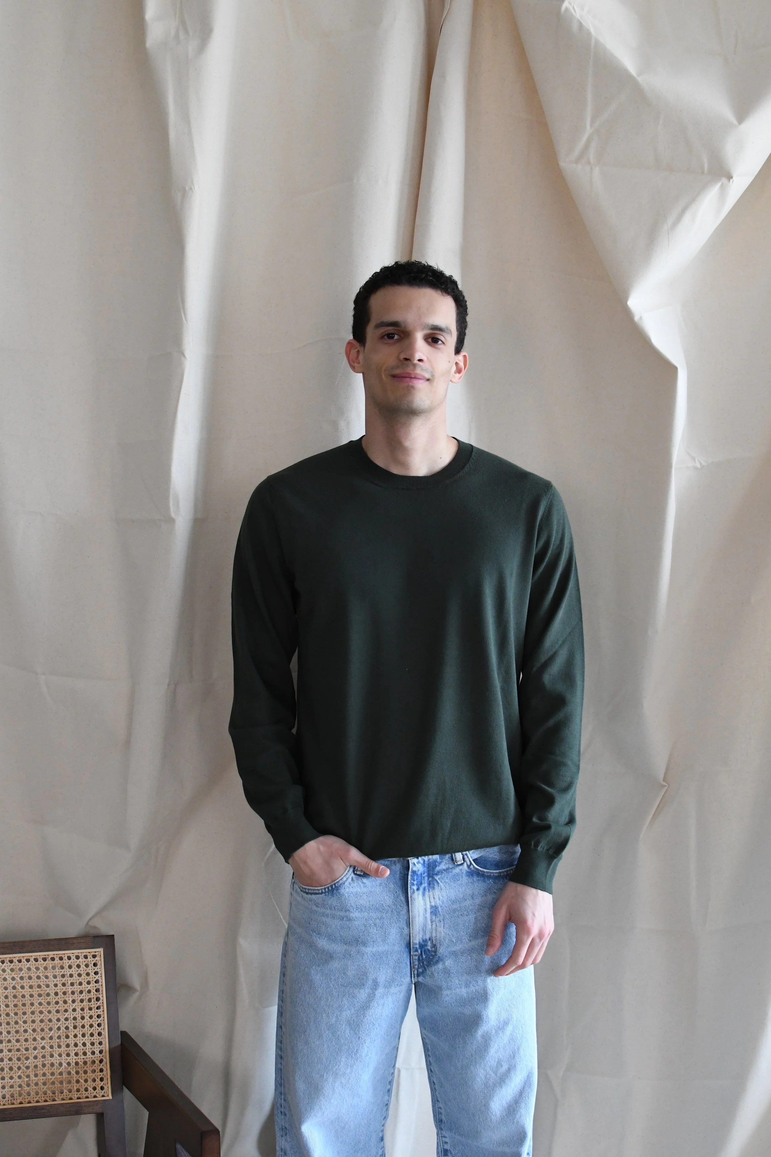 Maglia Masq girocollo tinta unita manica lunga in cotone.