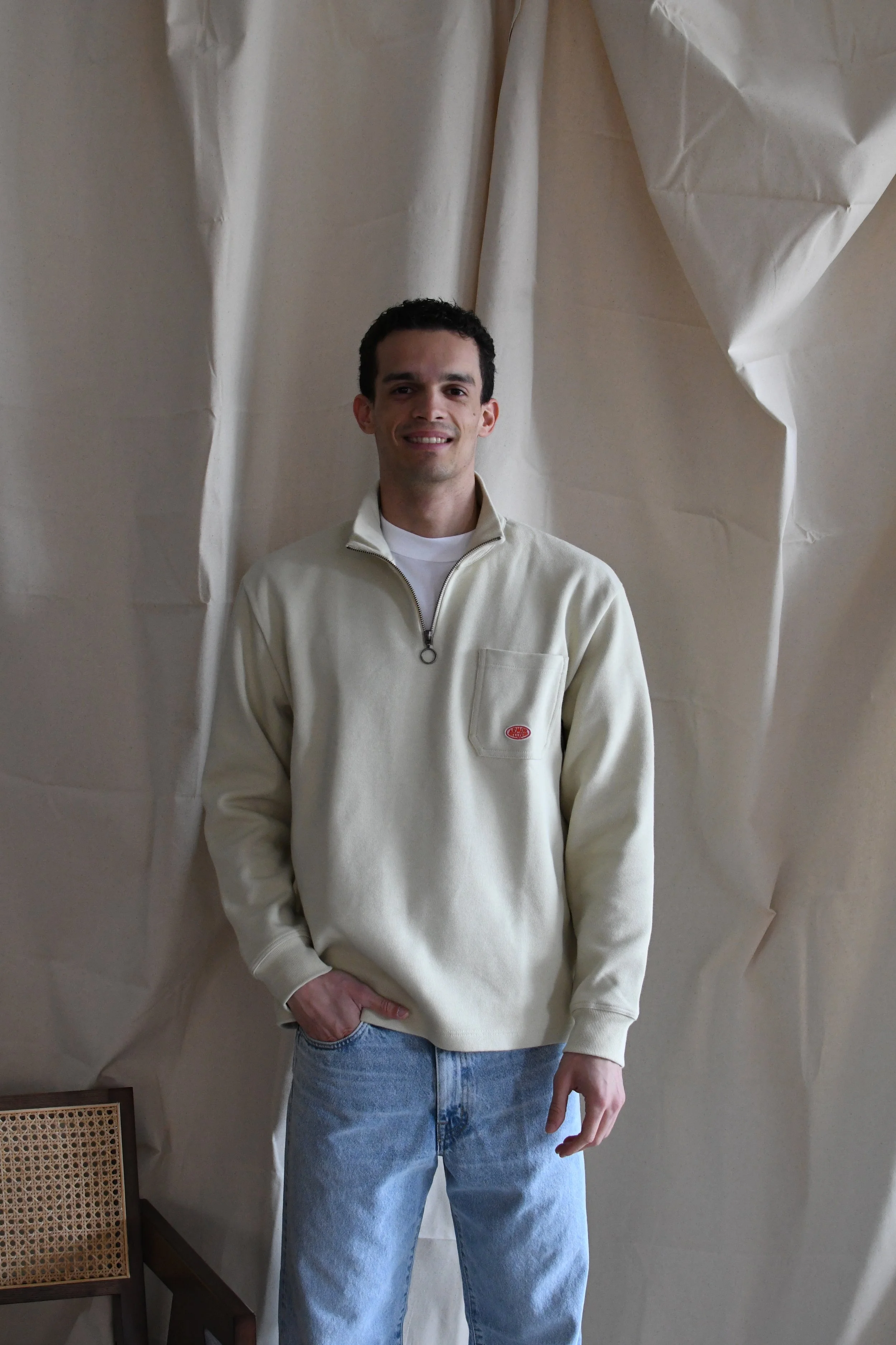 Felpa Armor Lux Heritage tinta unita mezza zip.