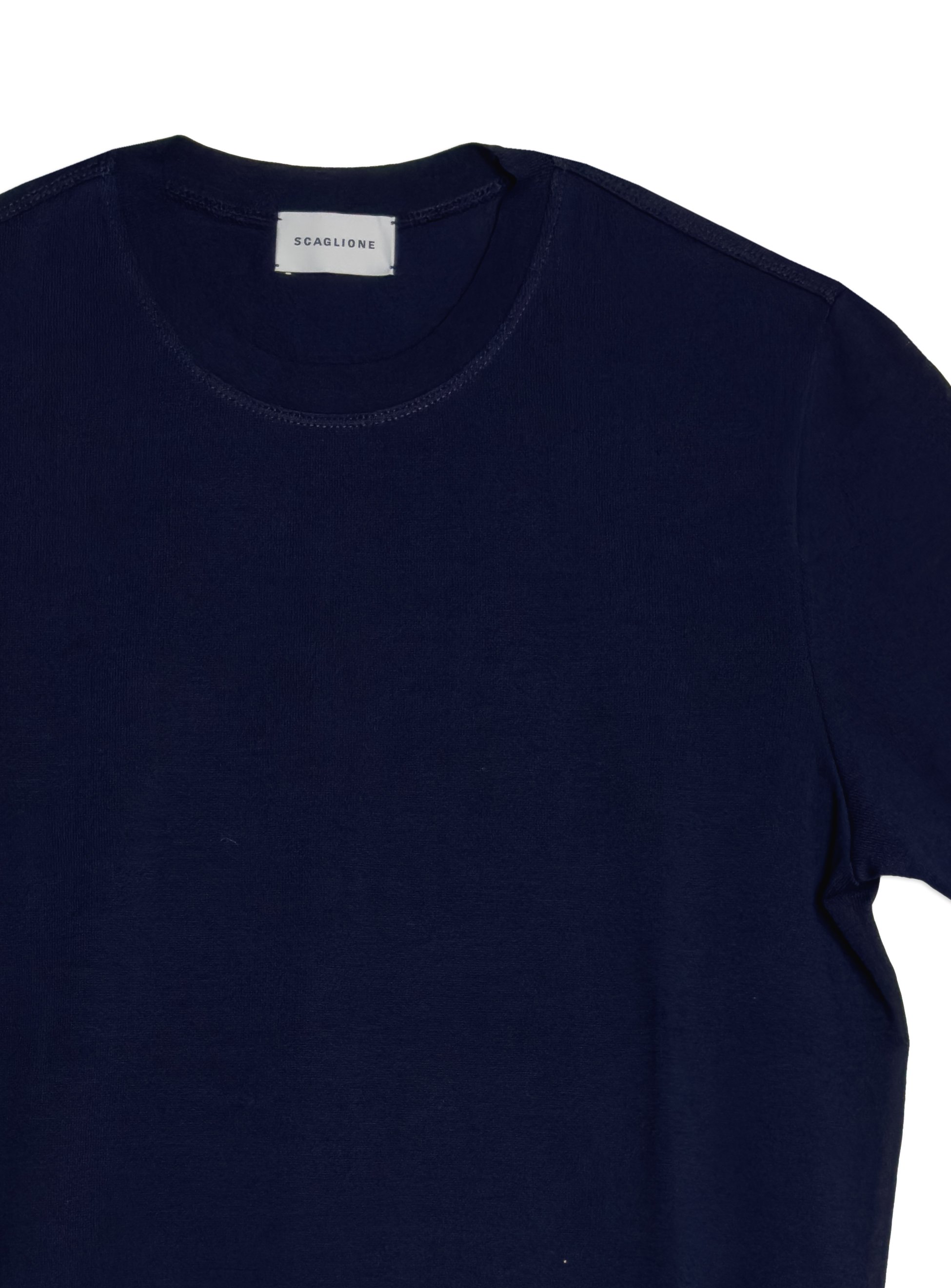 T-shirt in maglia Scaglione girocollo tinta unita in cotone a manica corta