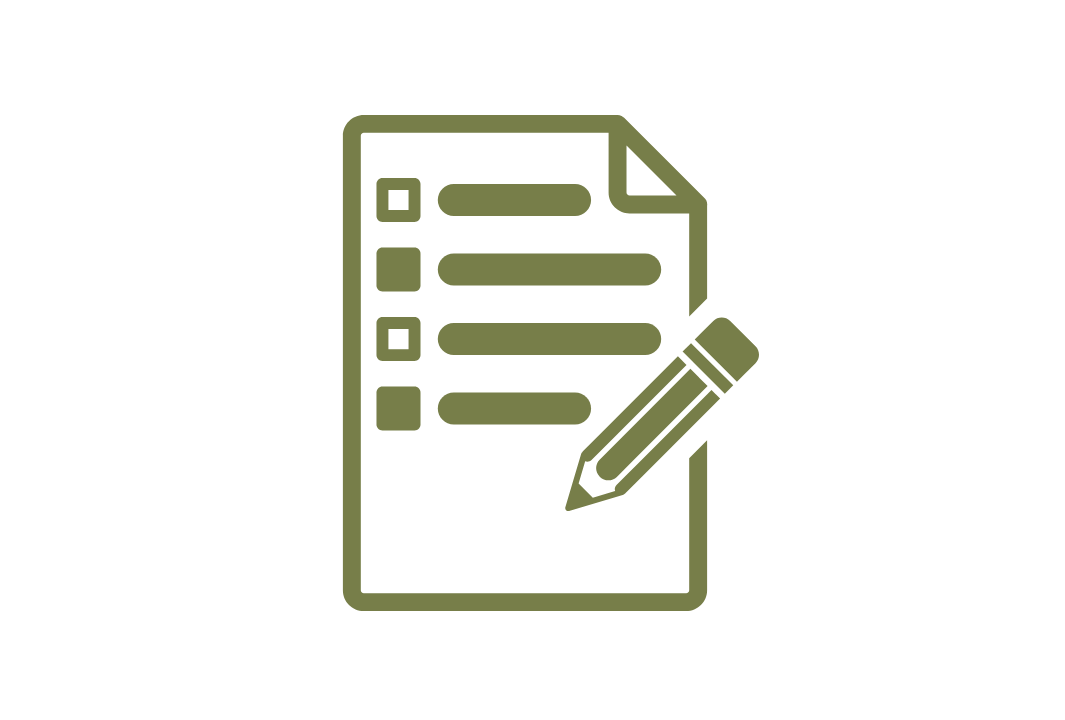 Icon of a document and a pencil, representing writing or editing a form or list.