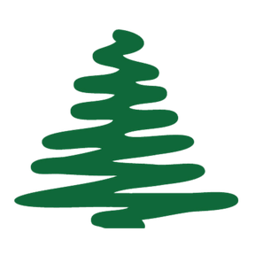 Simple green Christmas tree with rounded, layered branches.