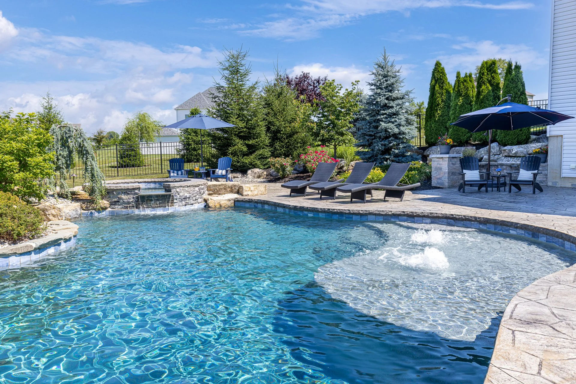 Beautiful poolscape with spa in Lower Nazareth Township, PA